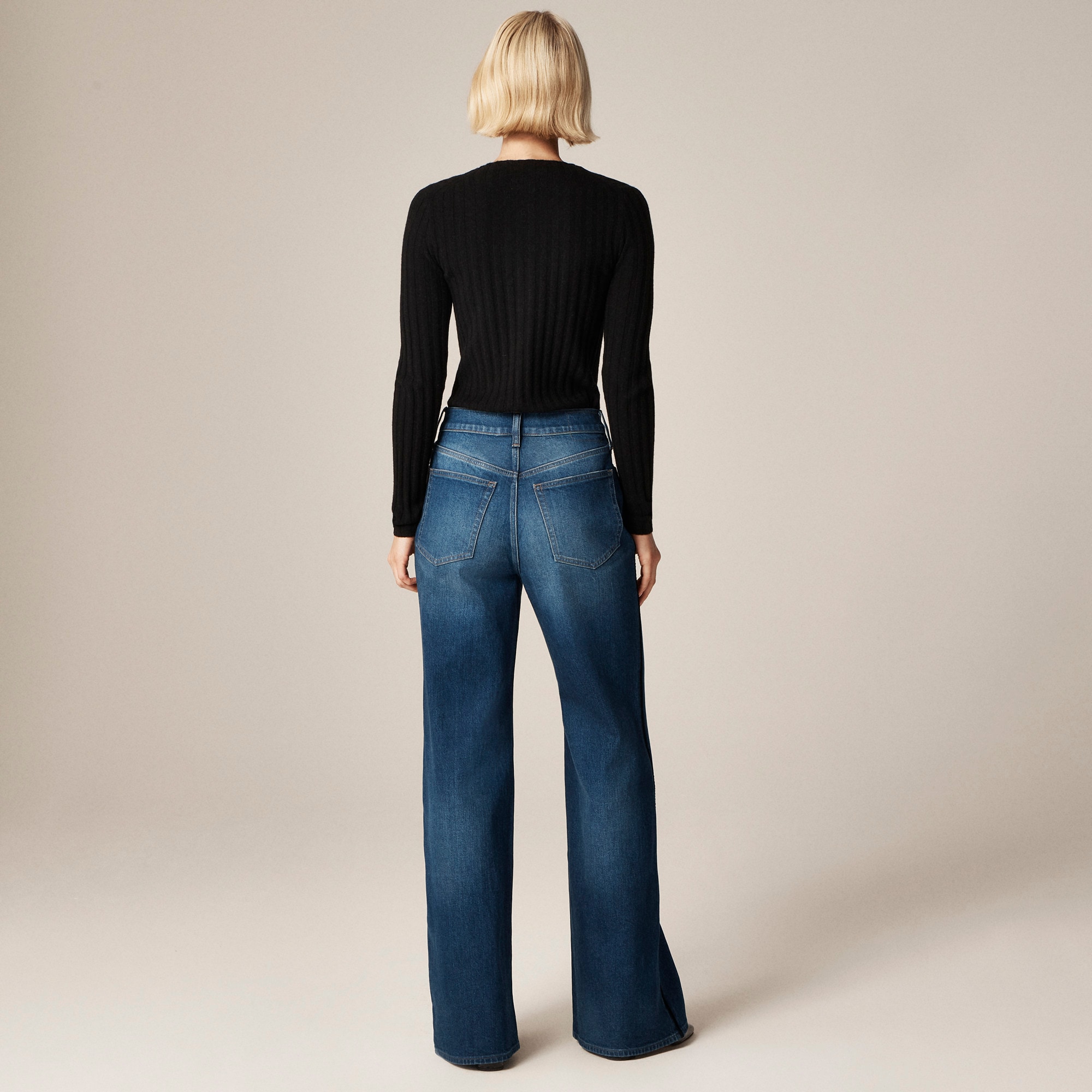 Denim trouser jean with velvet stripe