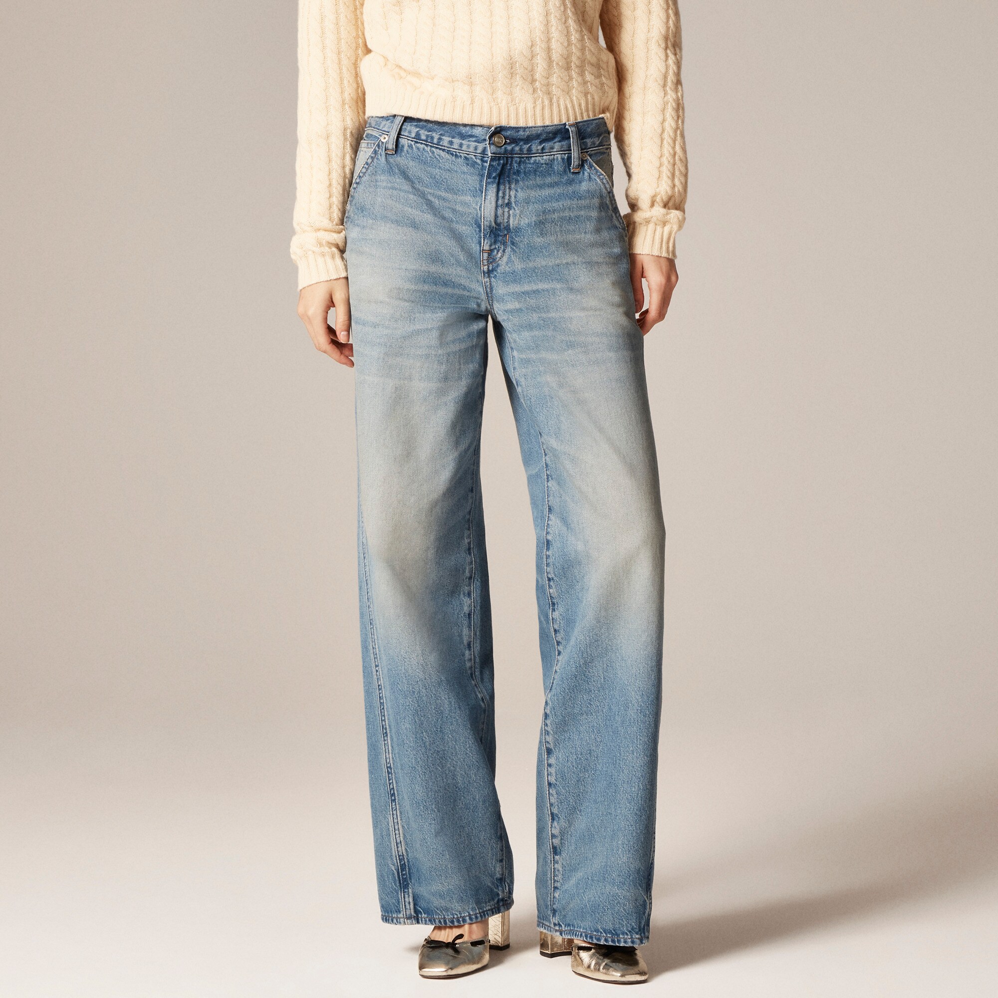Utility low-rise wide-leg jean