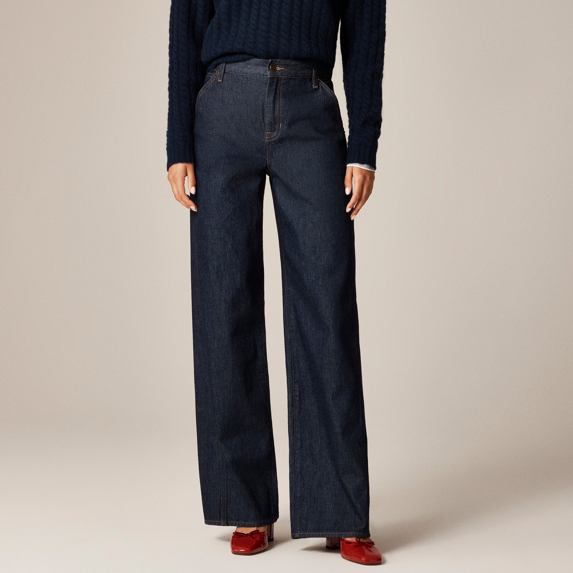 Utility low-rise wide-leg jean in Rinse wash