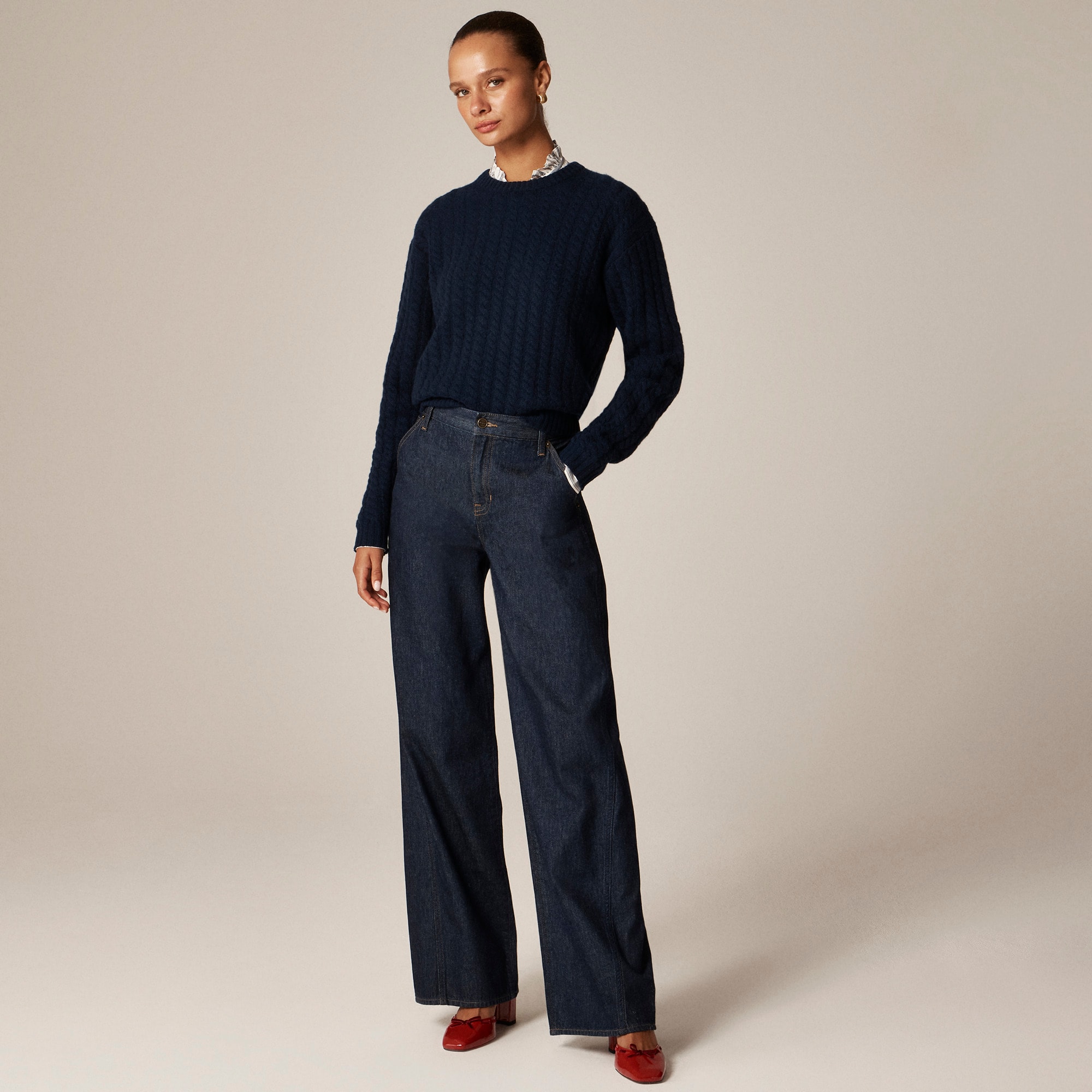 Utility low-rise wide-leg jean in Rinse wash