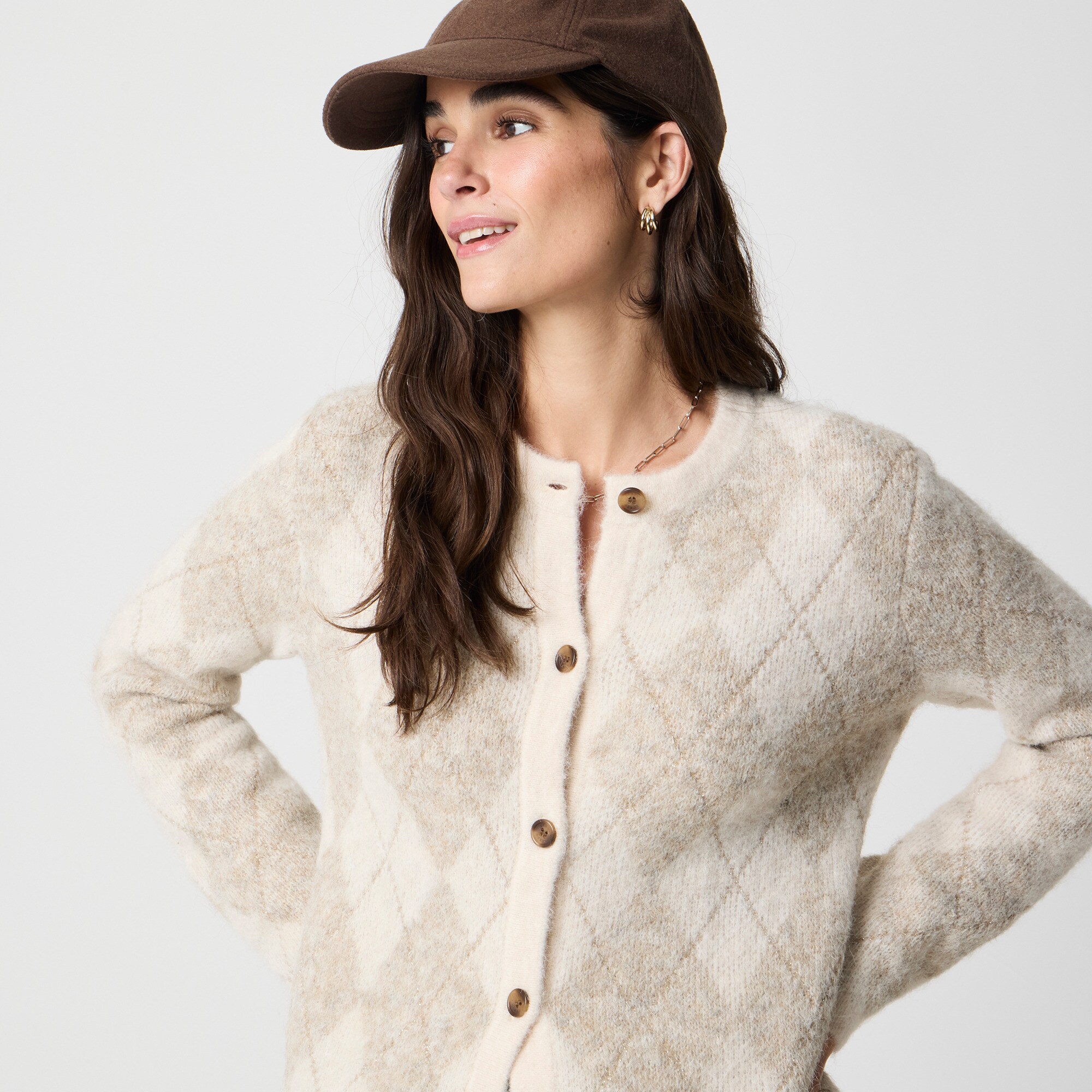 Argyle cardigan sweater
