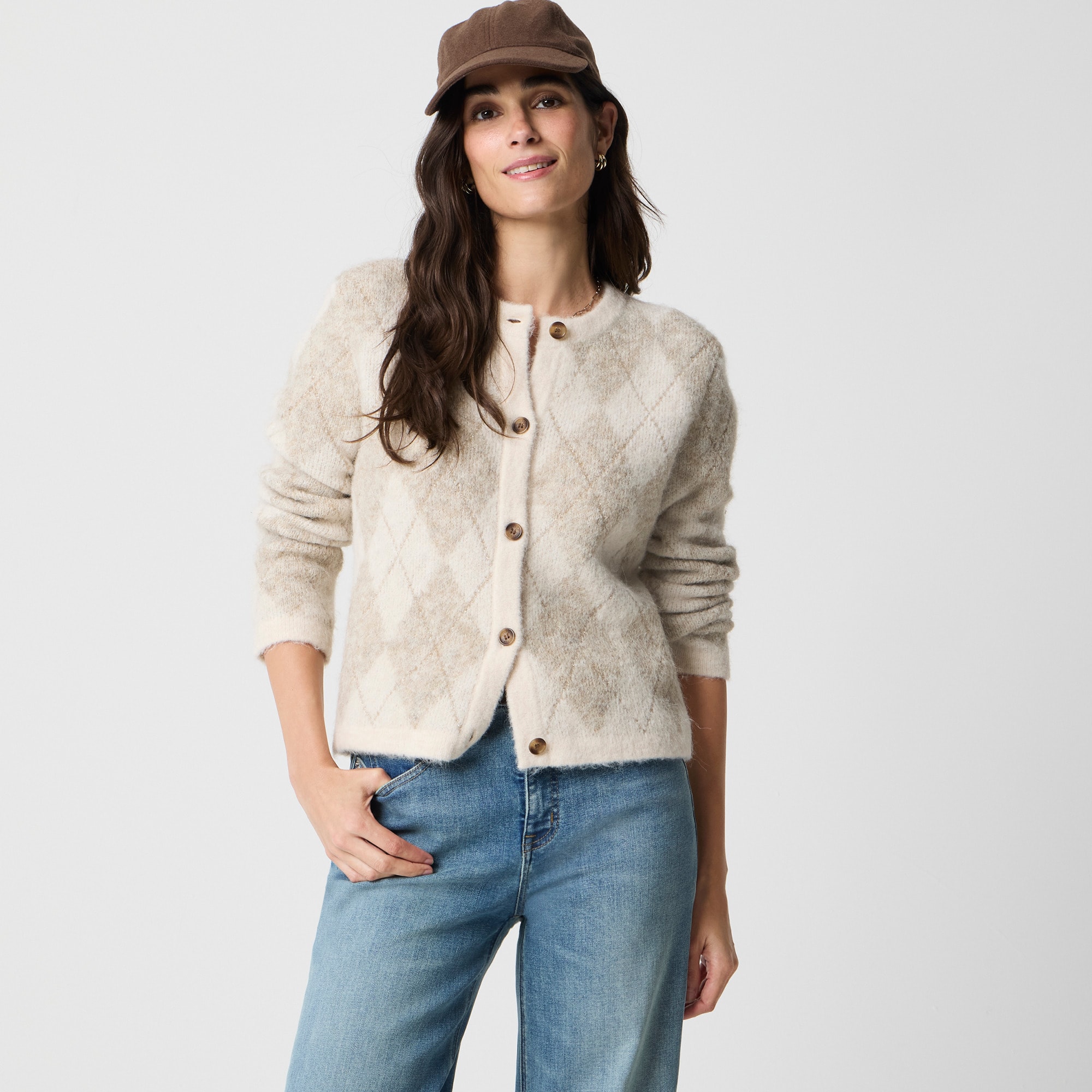 Argyle cardigan sweater