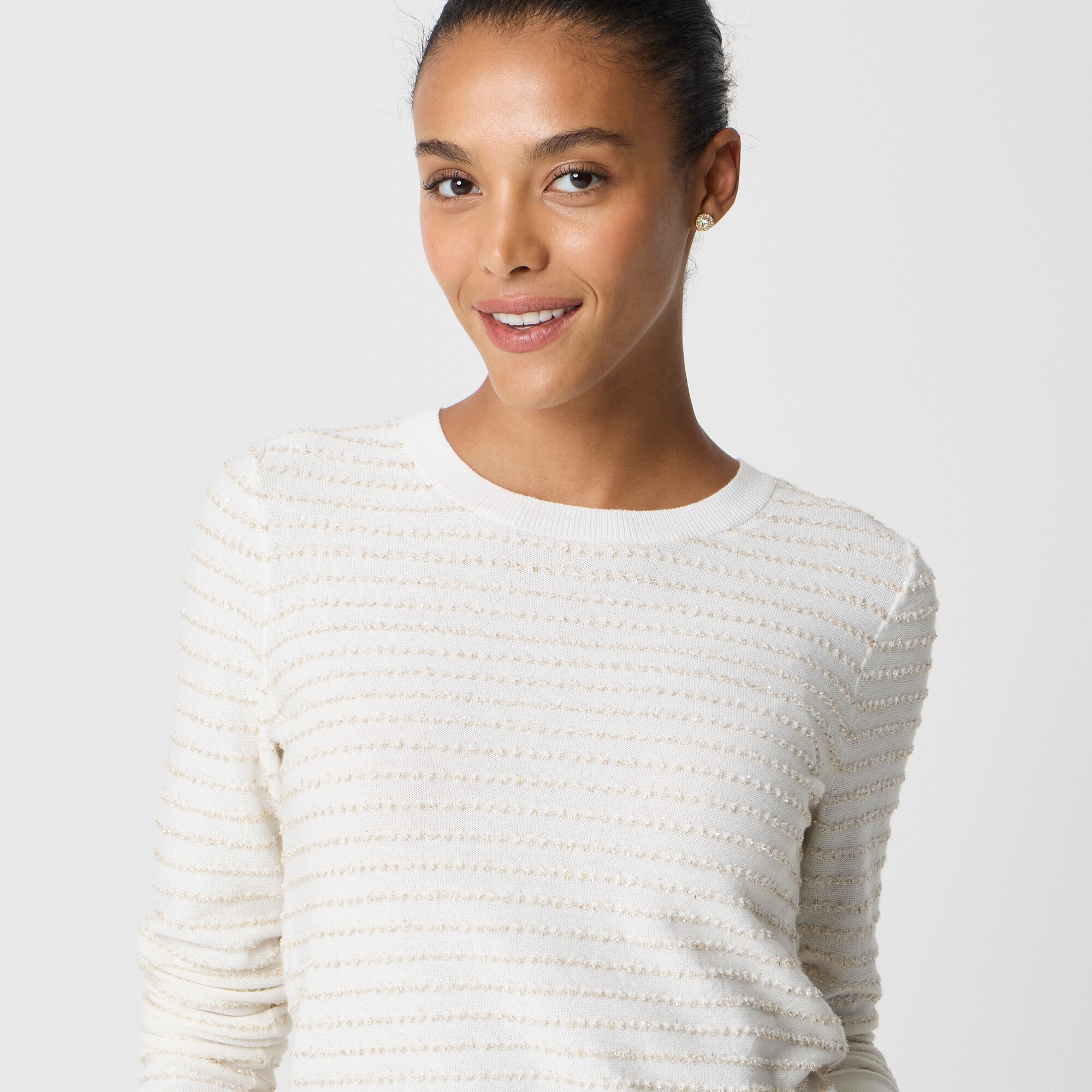 Metallic-stripe Teddie sweater