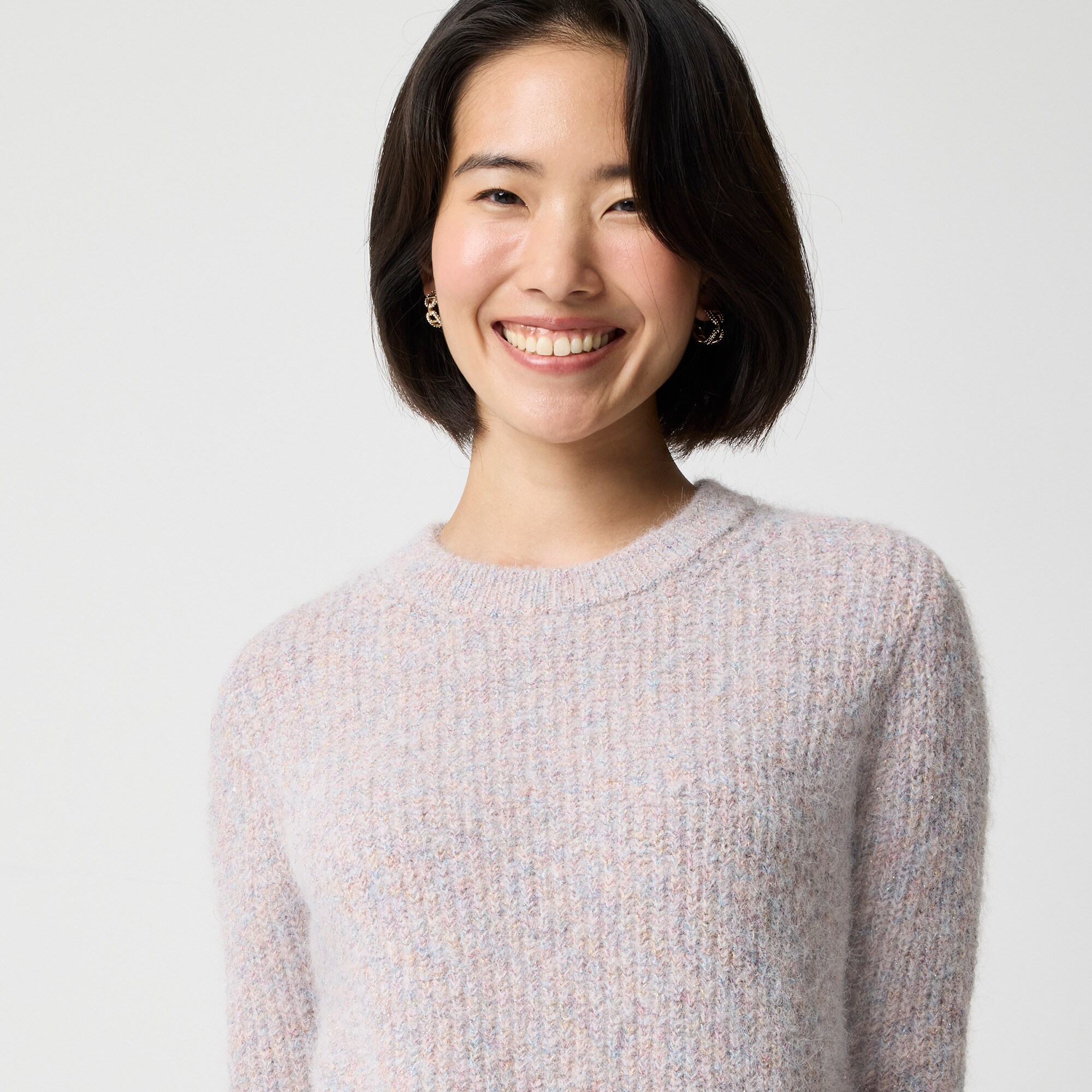 Metallic sequin crewneck sweater