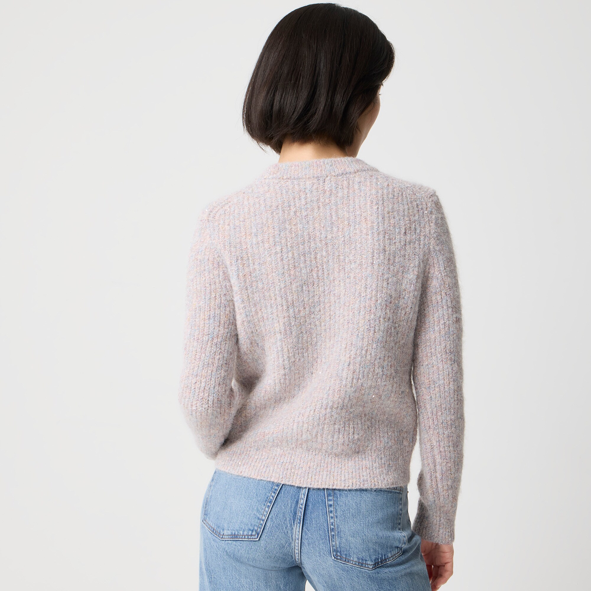 Metallic sequin crewneck sweater