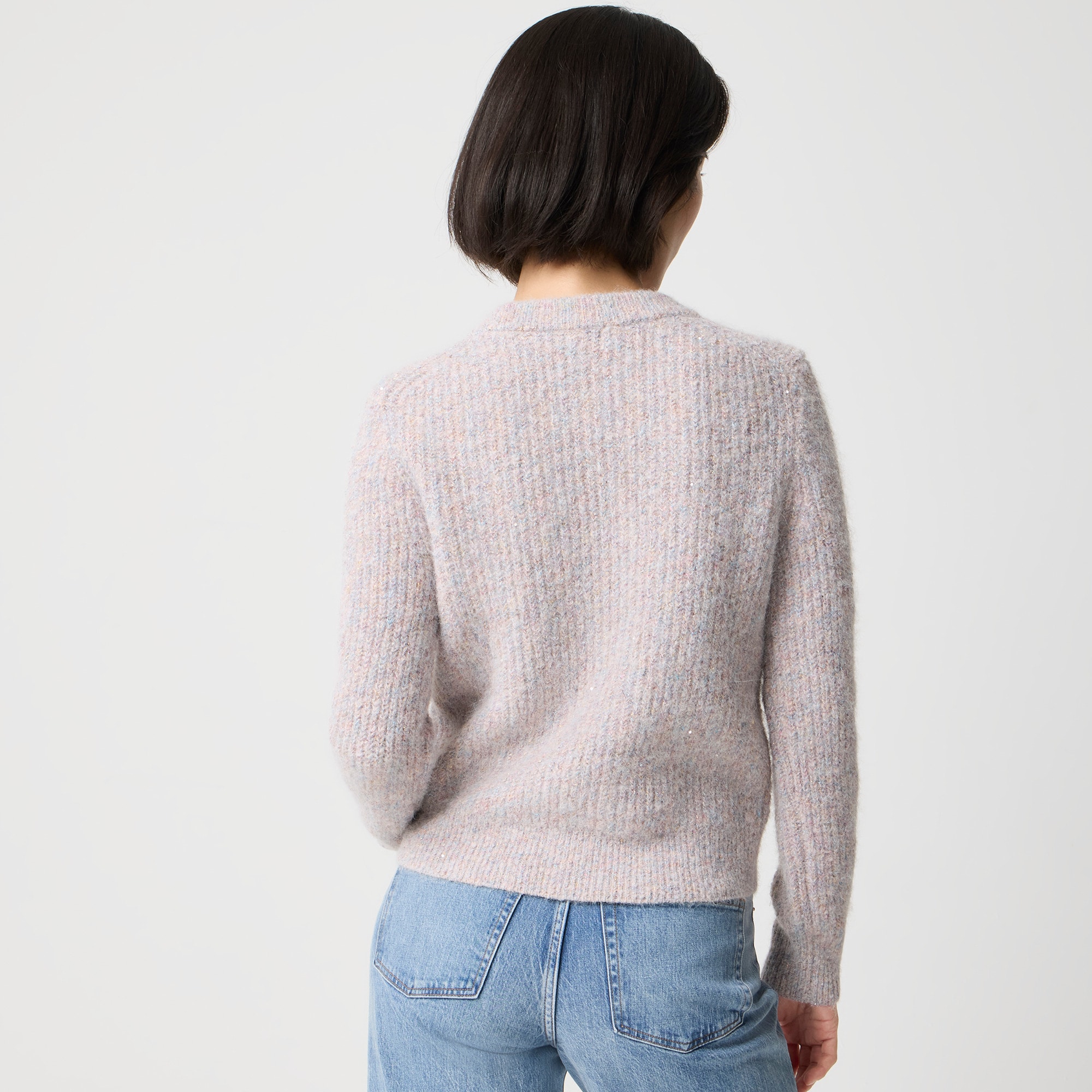 Metallic sequin crewneck sweater