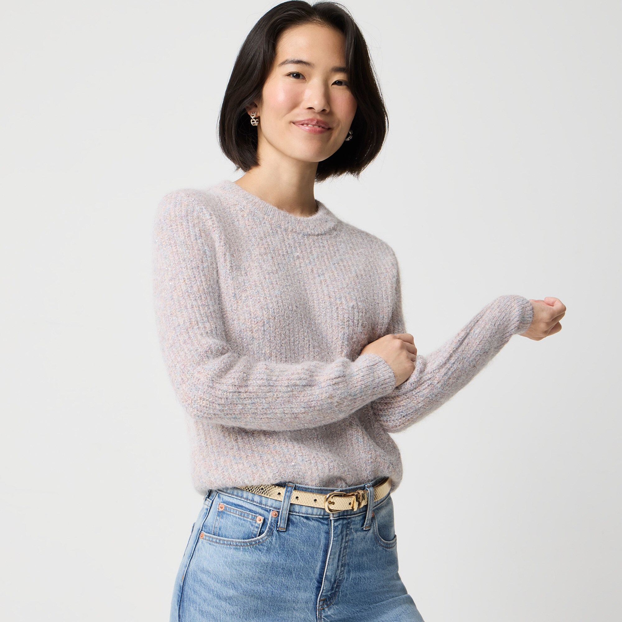 Metallic Sequin Crewneck Sweater For Women | Factory
