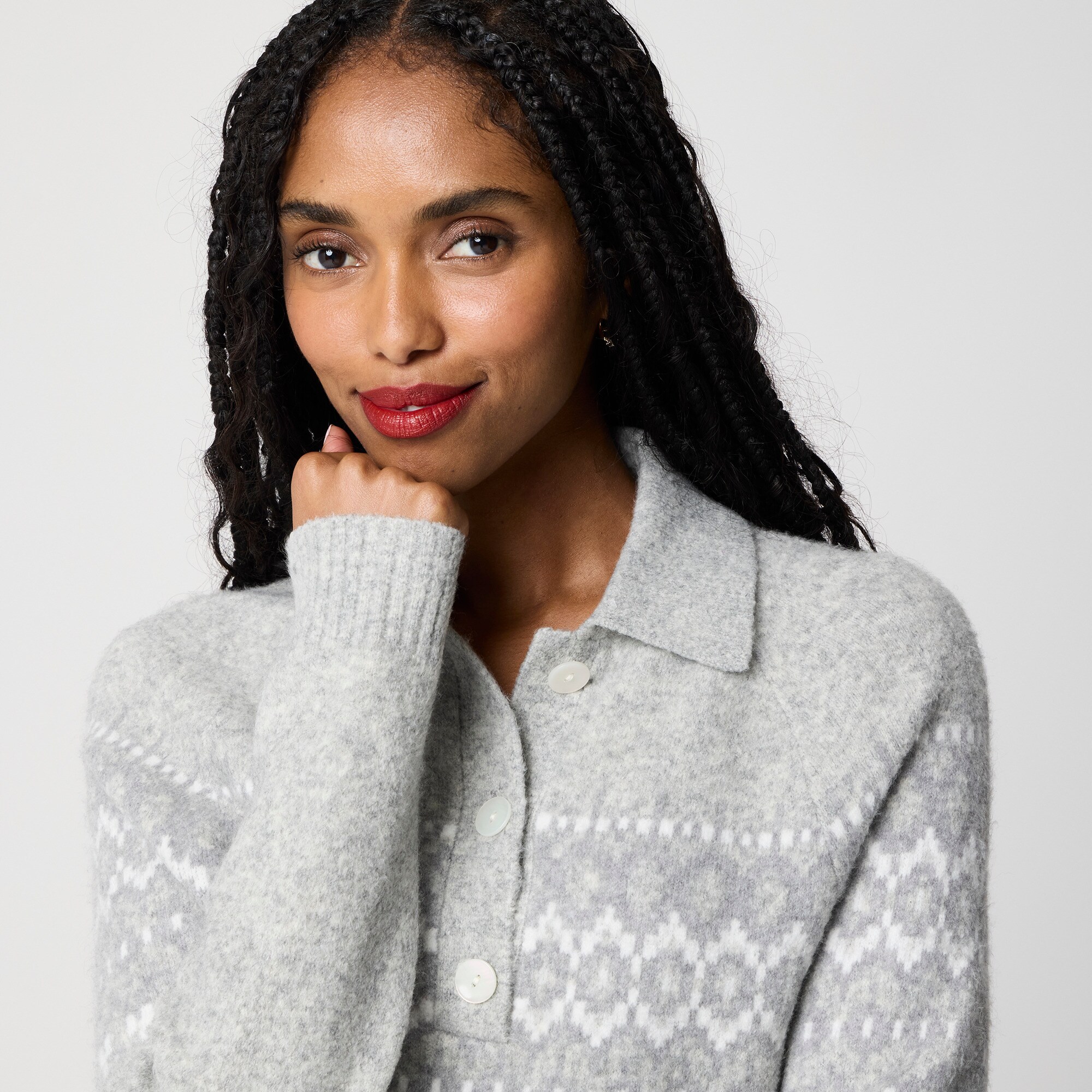 Fair Isle sweater-polo in extra-soft yarn