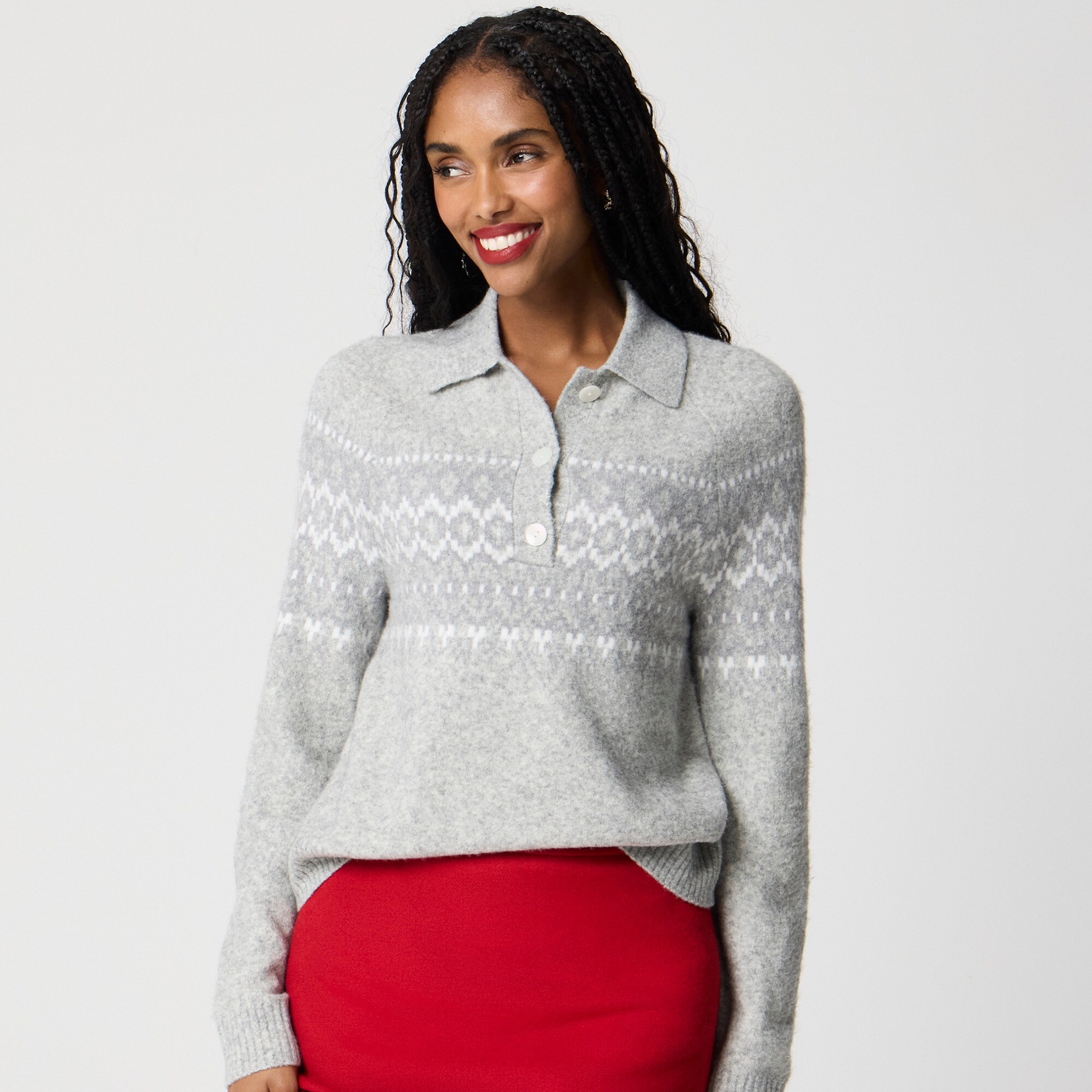 Fair Isle sweater-polo in extra-soft yarn