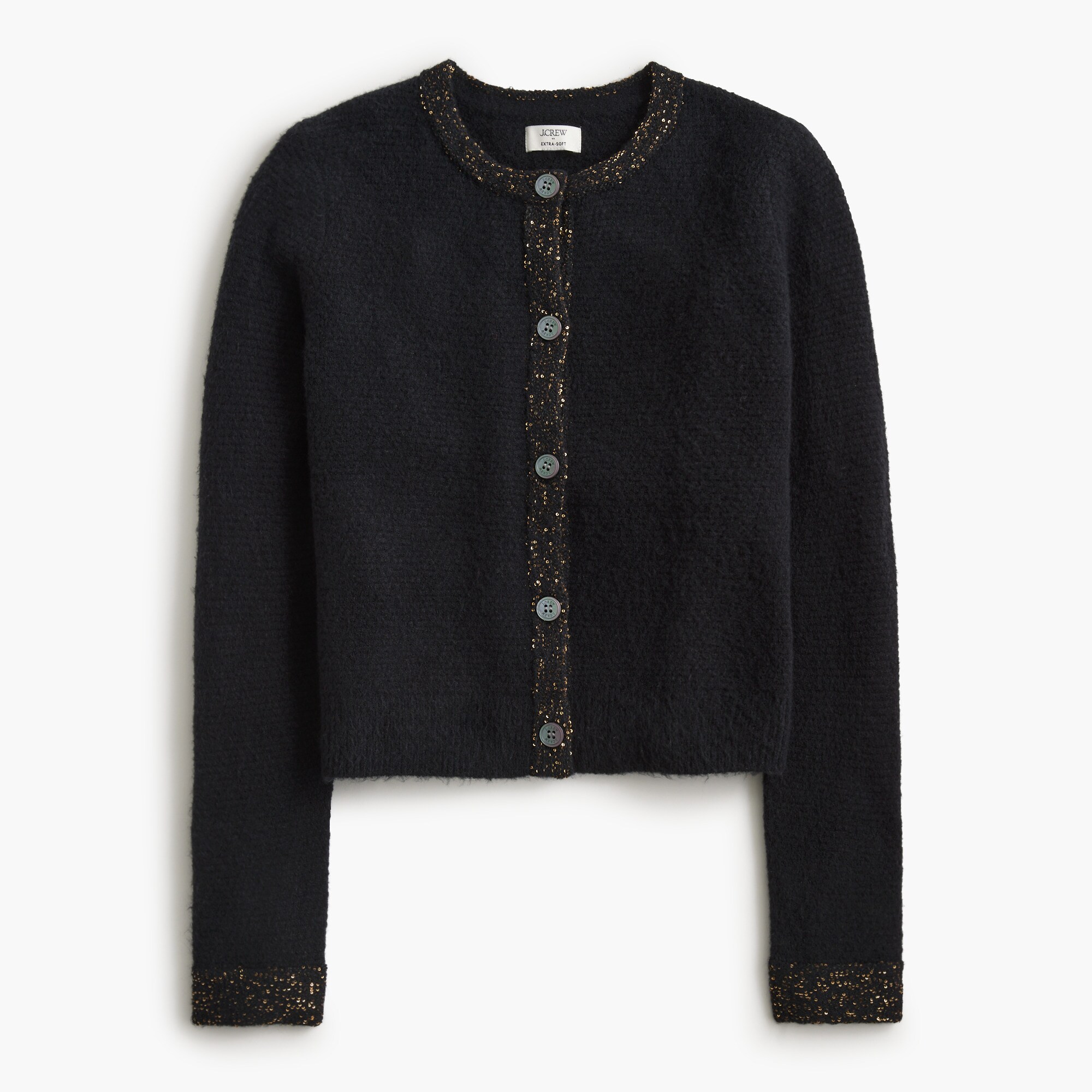 Sequin cardigan sweater in extra-soft yarn