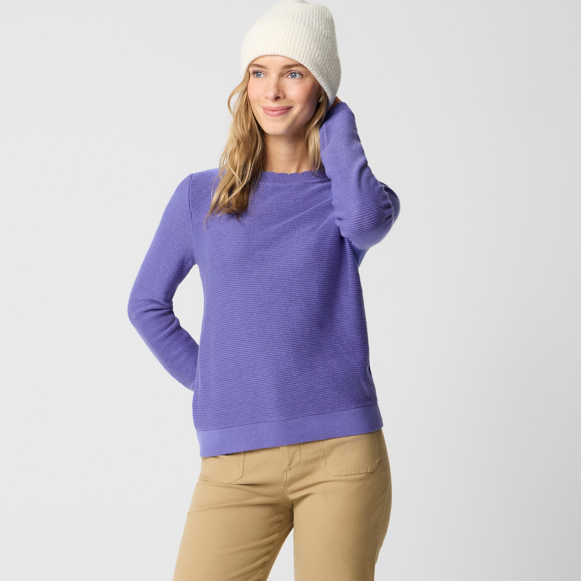 womens Scalloped crewneck sweater