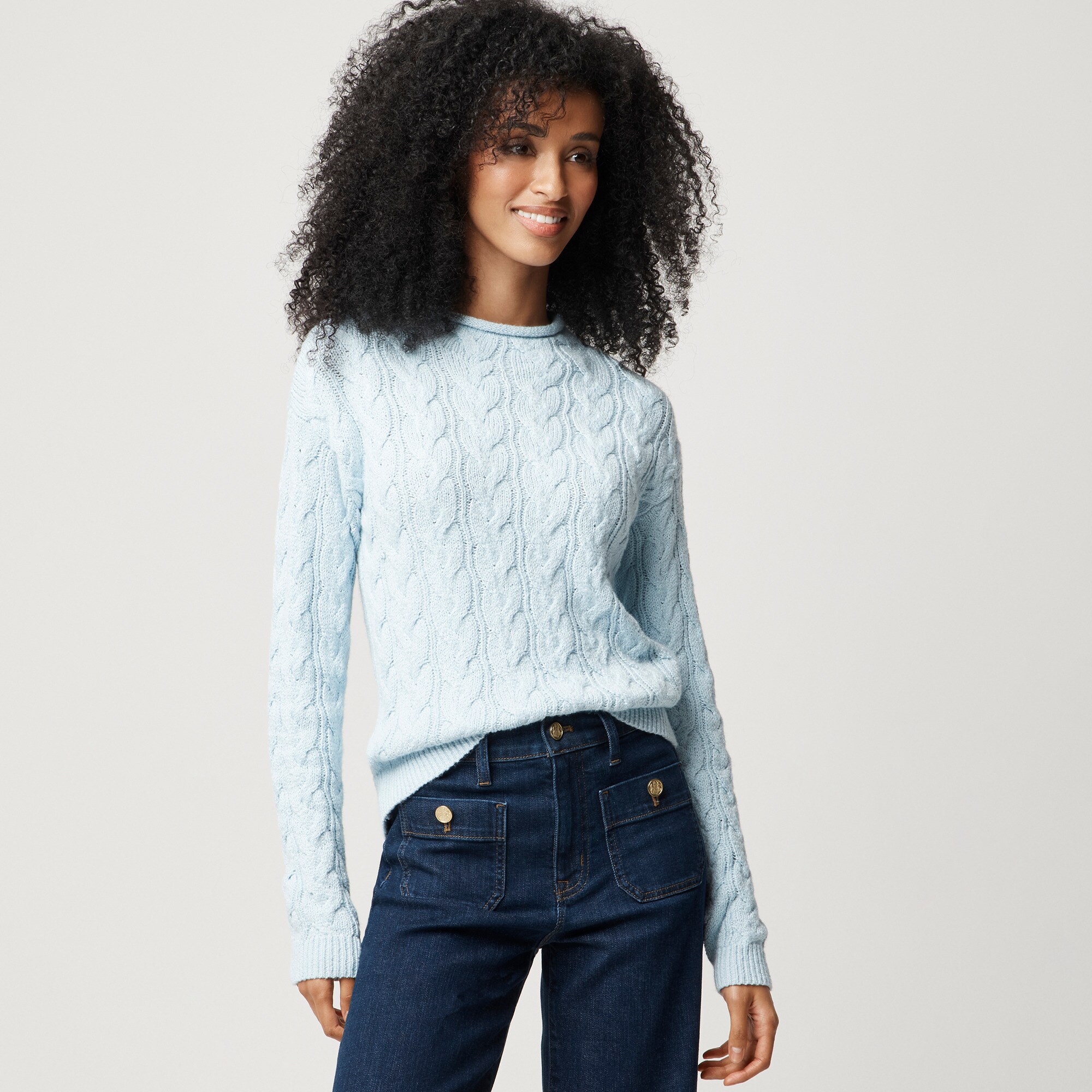 womens Cable mockneck sweater