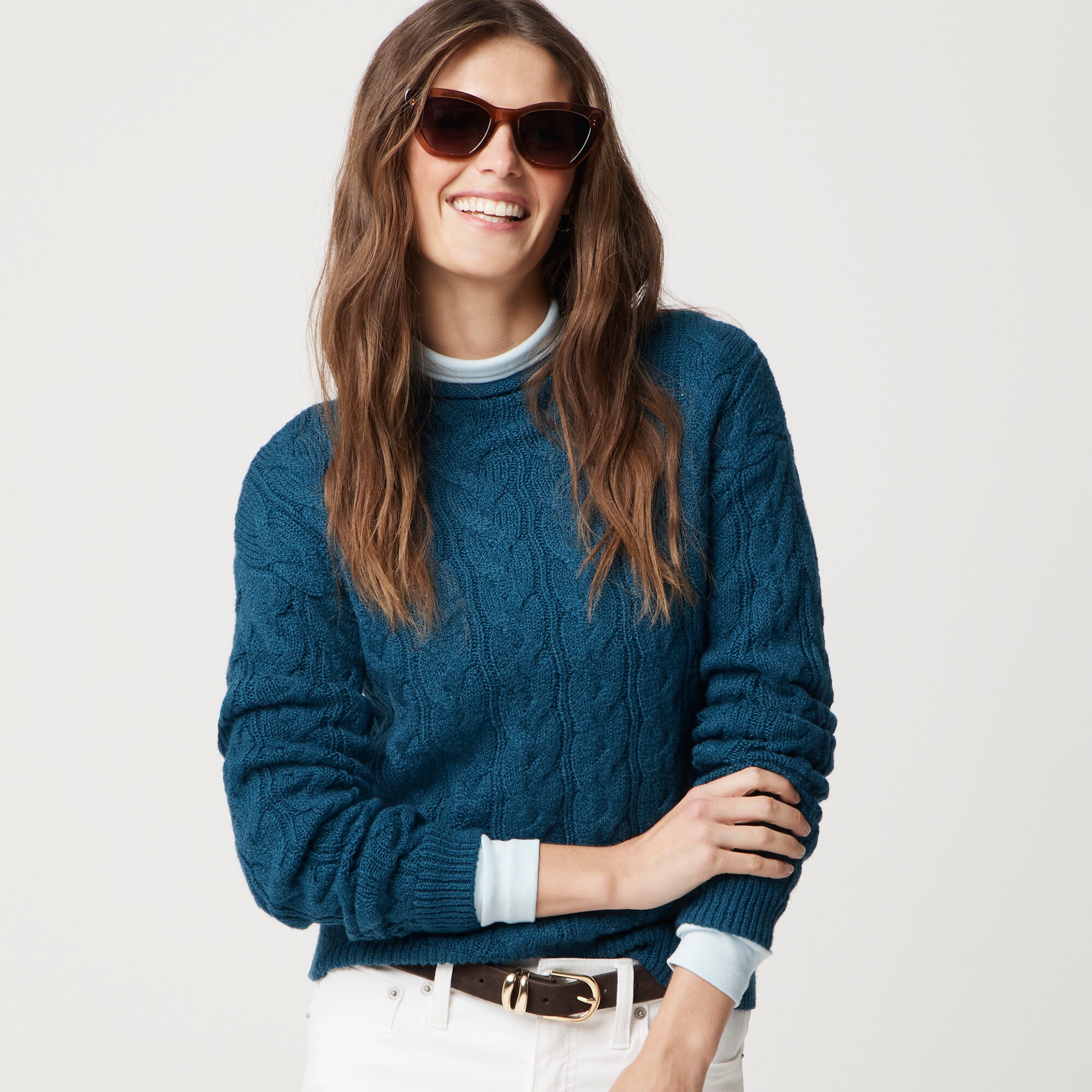womens Cable mockneck sweater