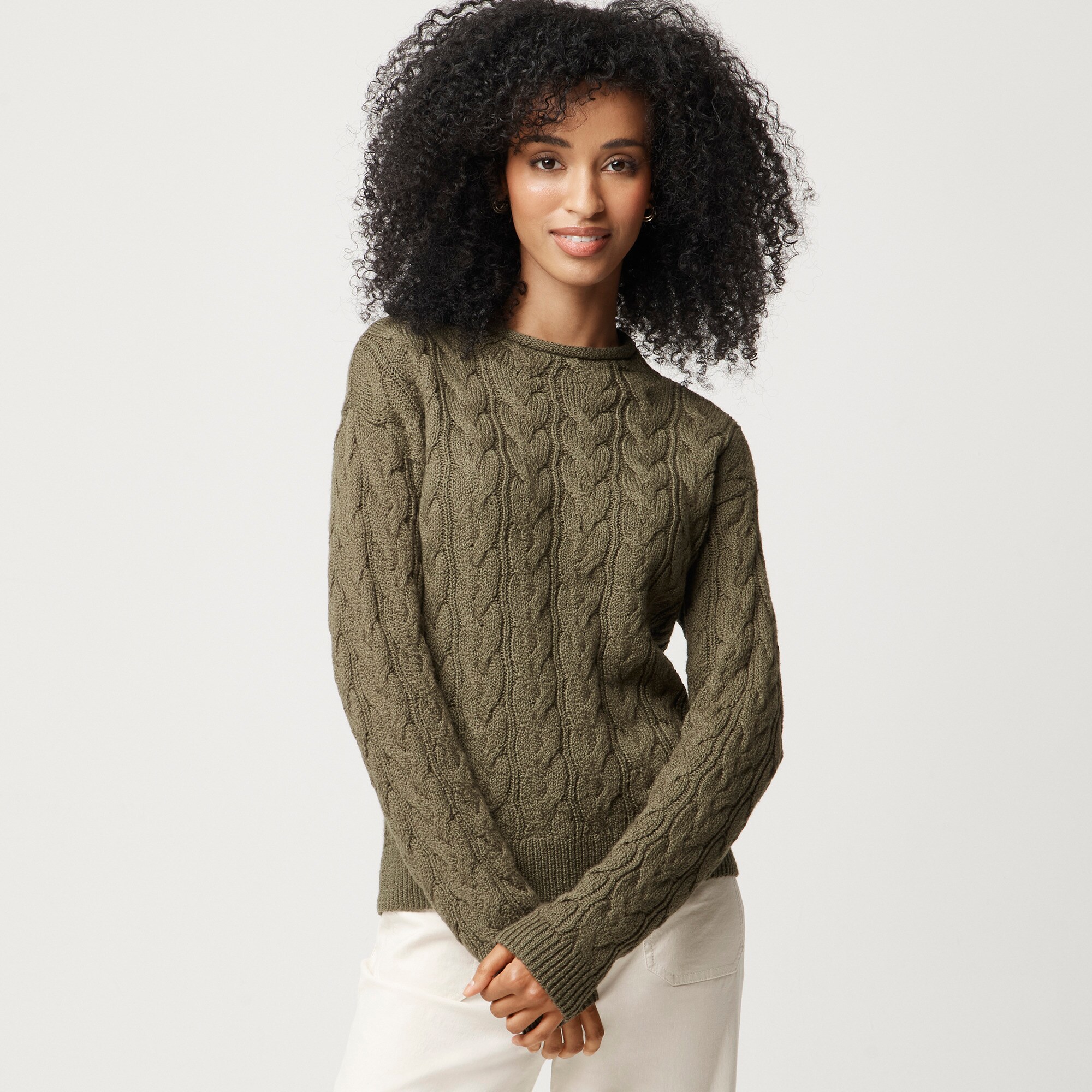 womens Cable mockneck sweater