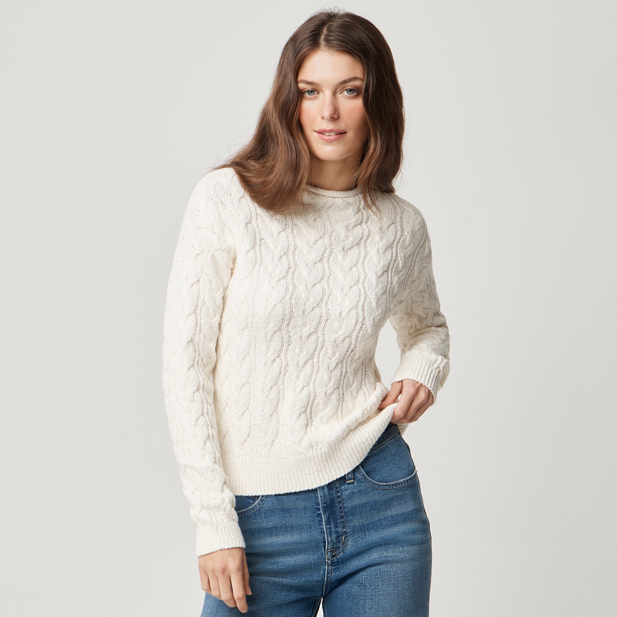 womens Cable mockneck sweater