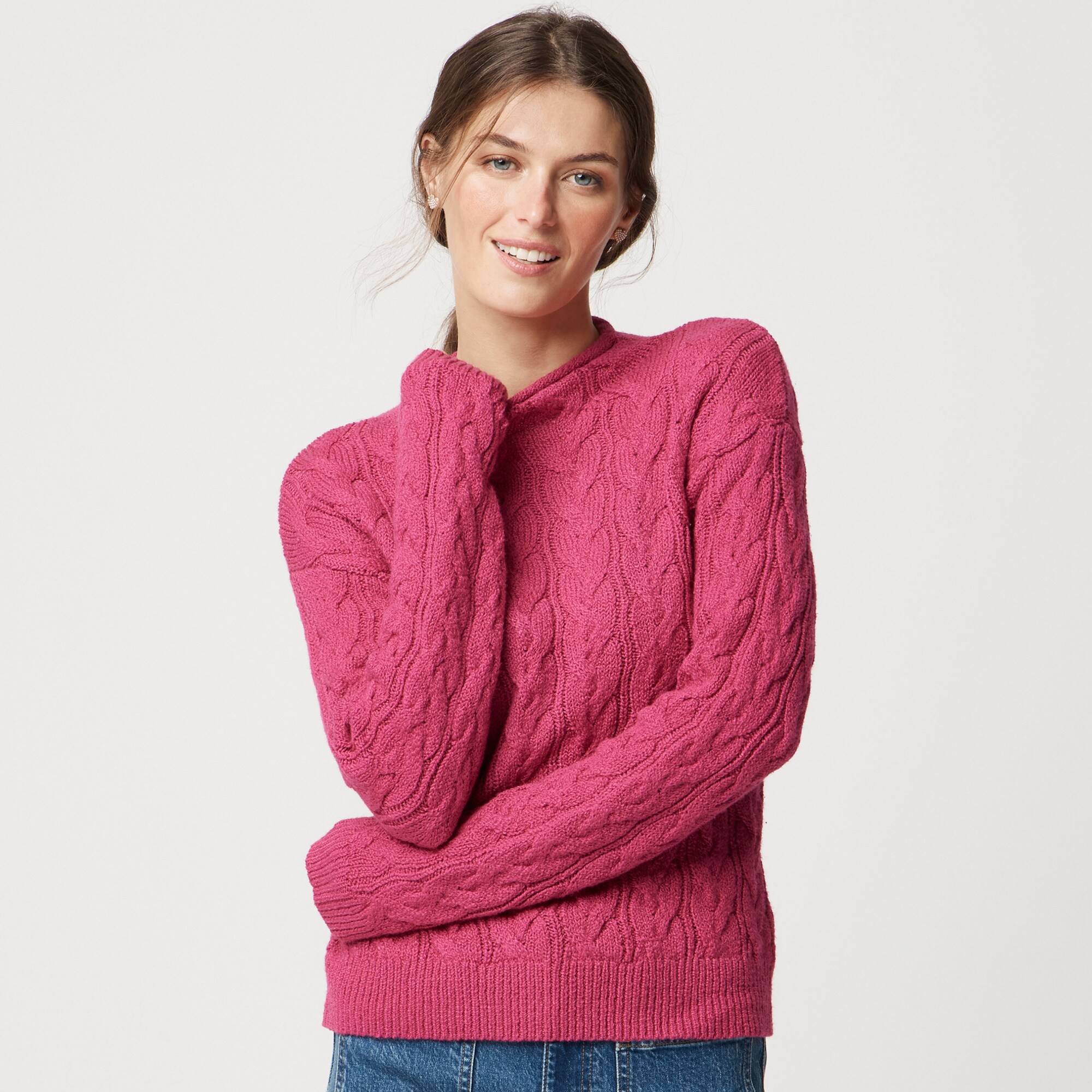 womens Cable mockneck sweater