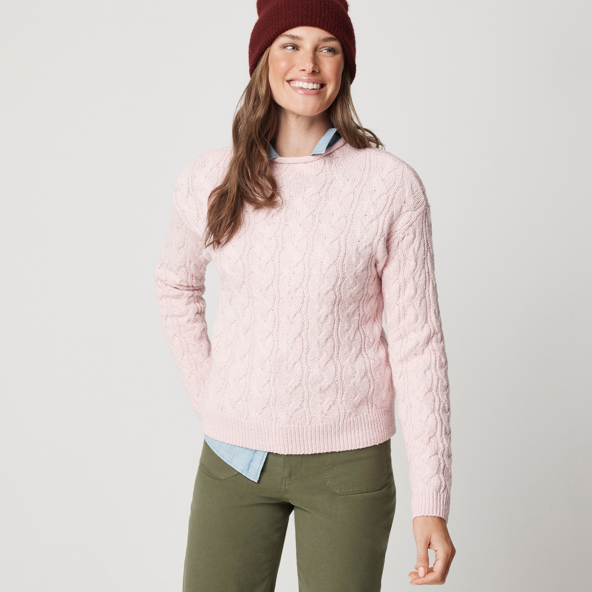 womens Cable mockneck sweater