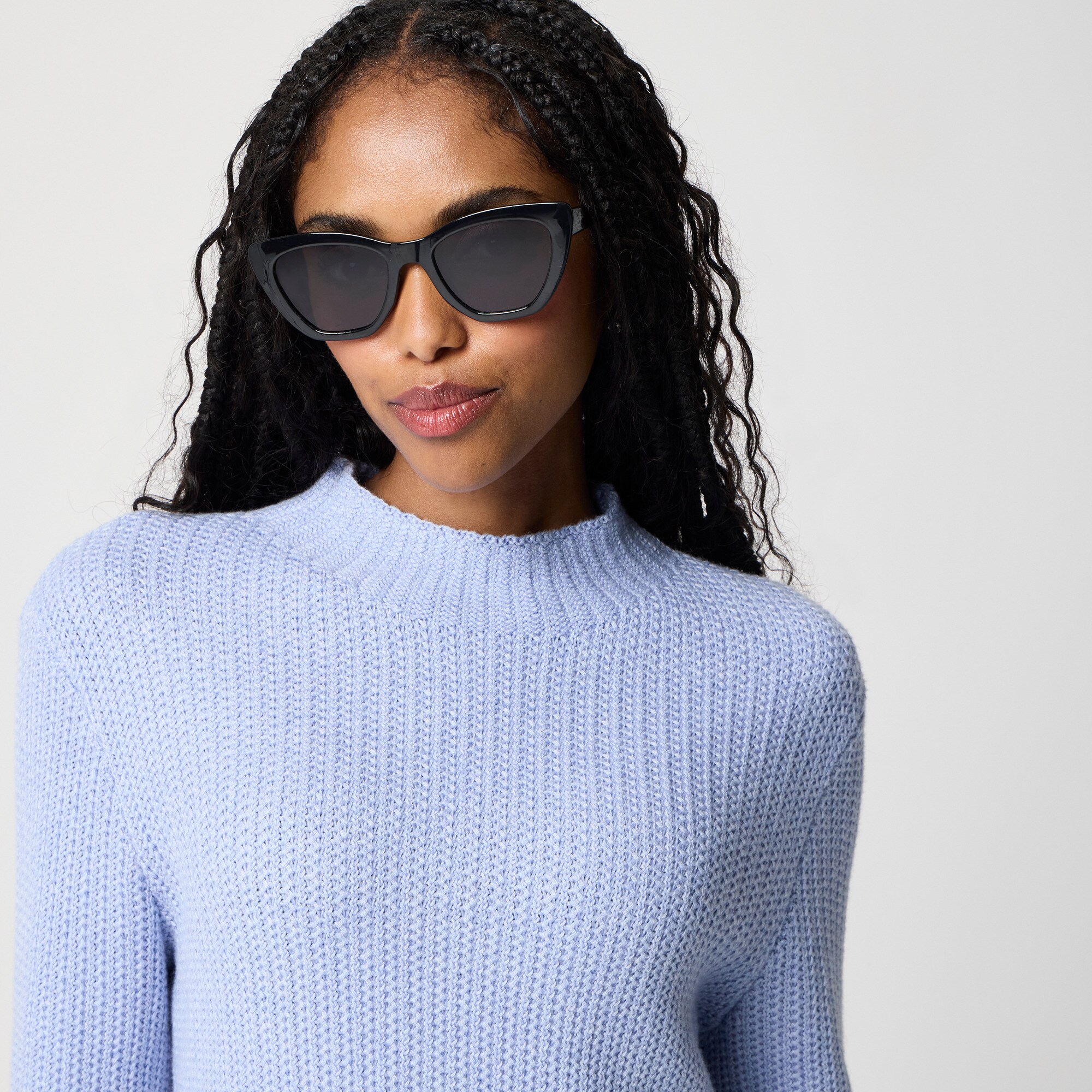 Cotton-blend mockneck sweater