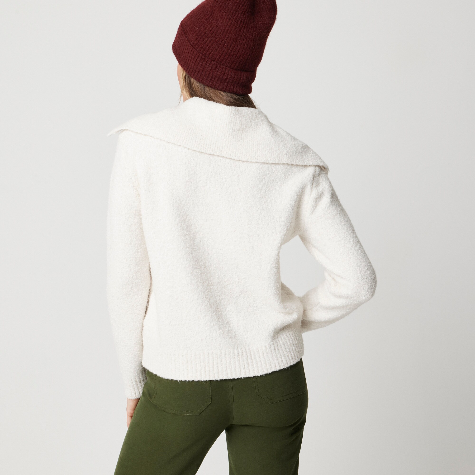 Bouclé button-collared sweater