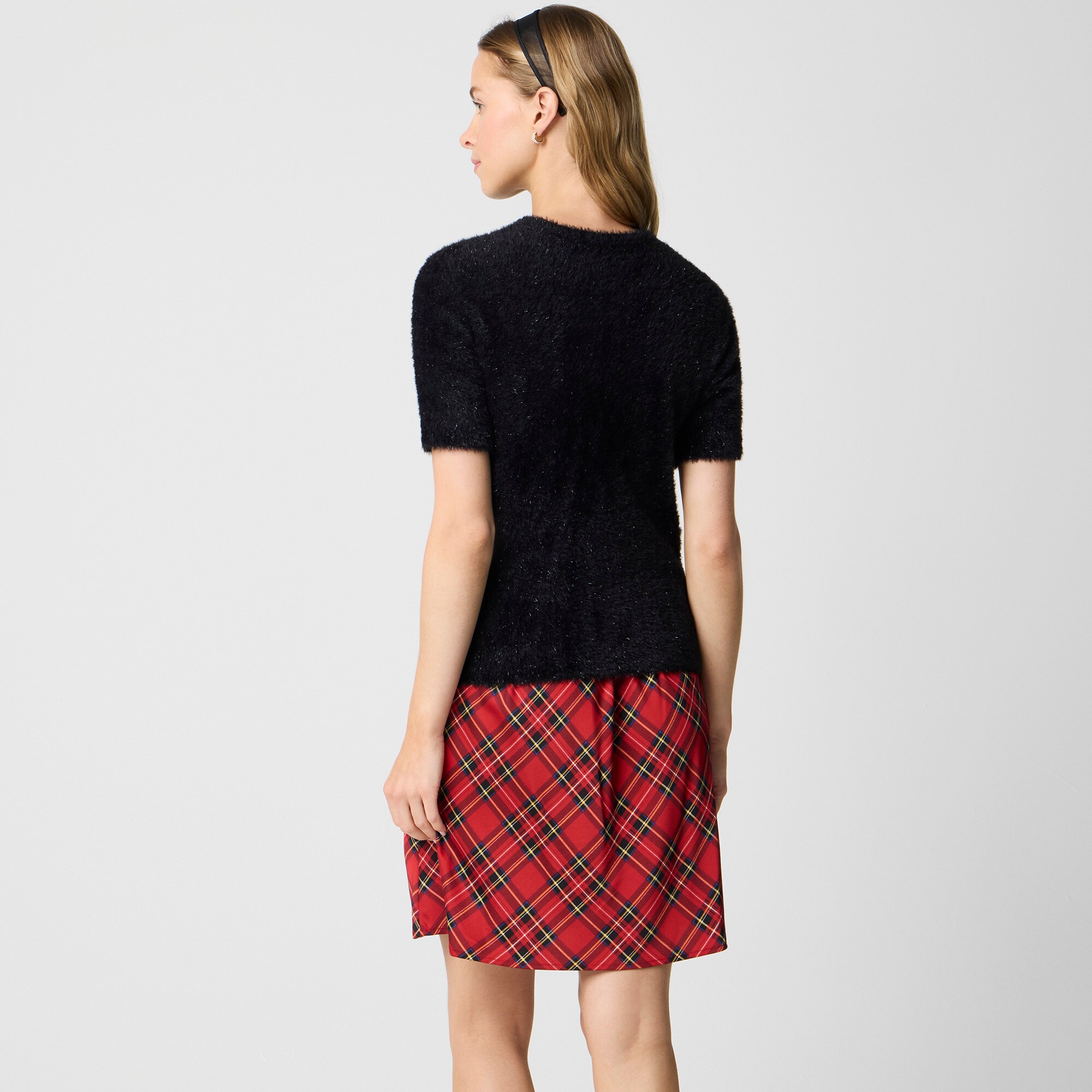 Short-sleeve tinsel sweater