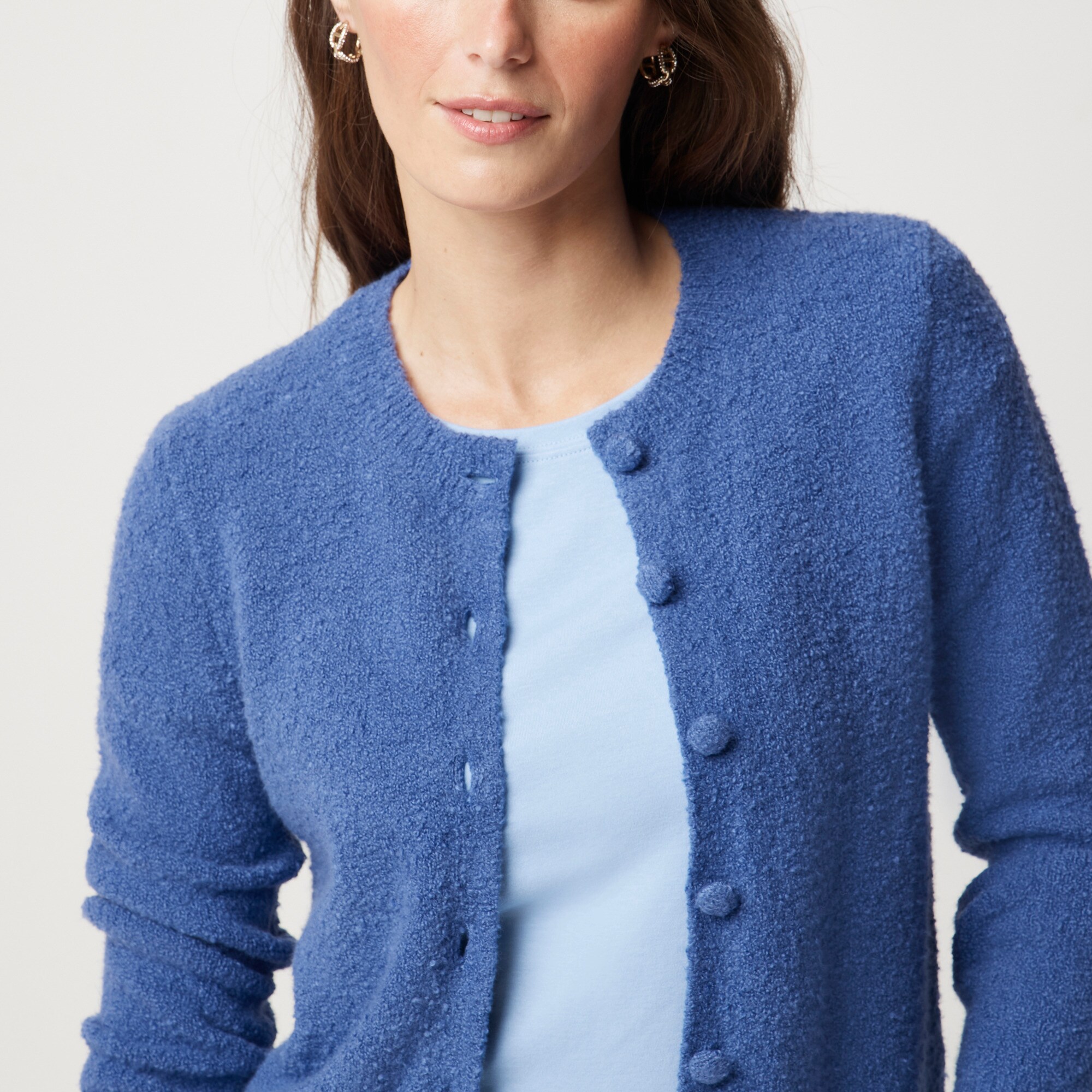 Cotton-blend bouclé cardigan sweater