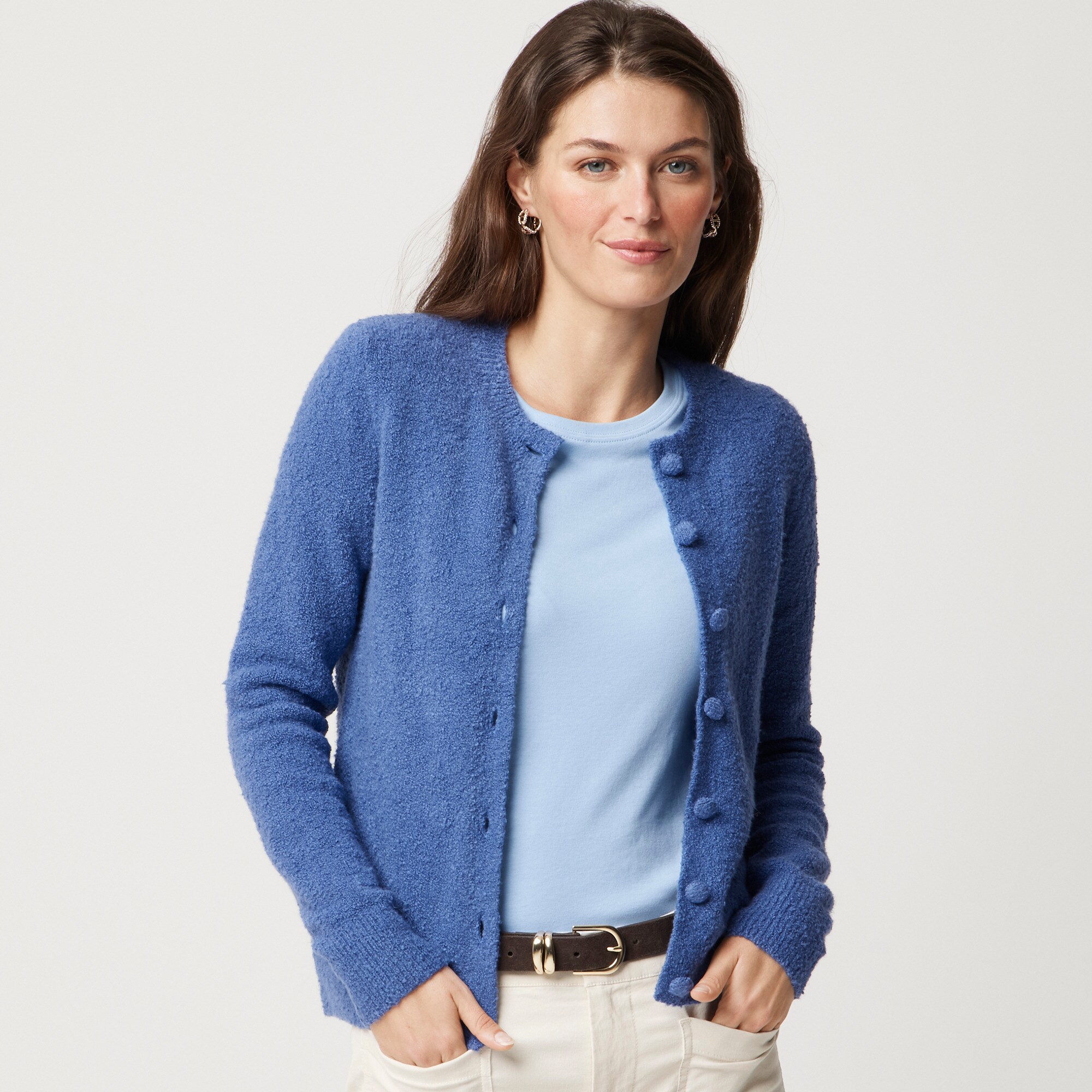 Cotton-blend bouclé cardigan sweater