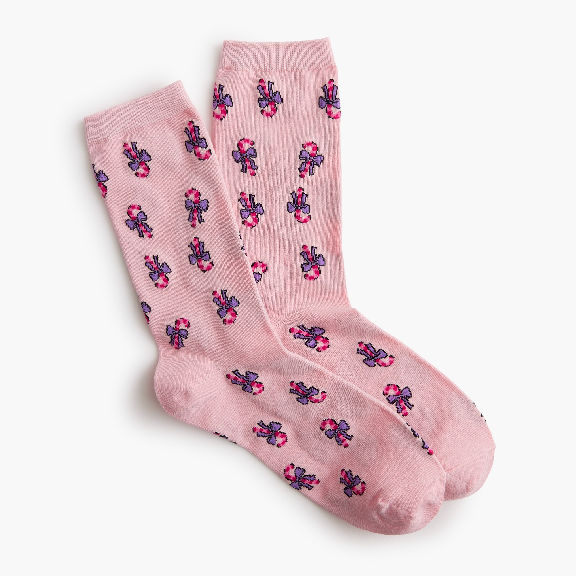Candy cane bows trouser socks