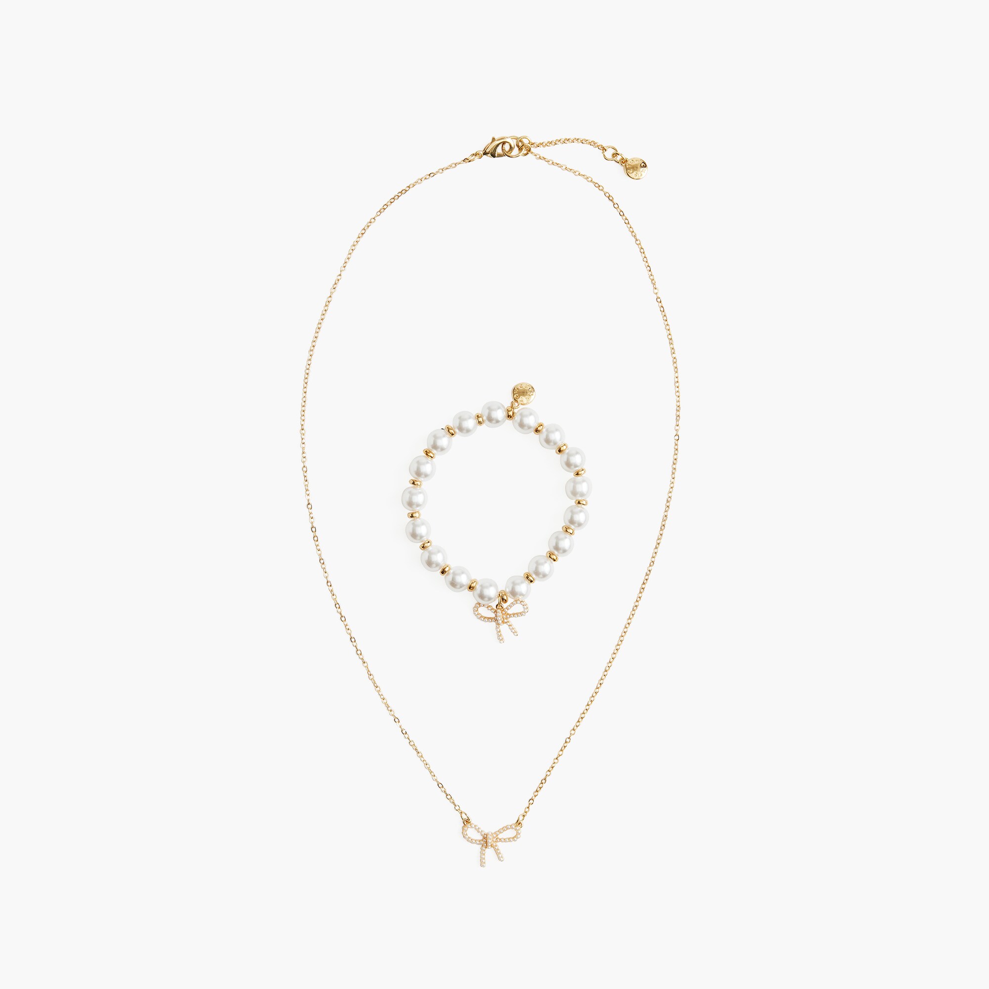 Girls' bow necklace and bracelet set-of-two