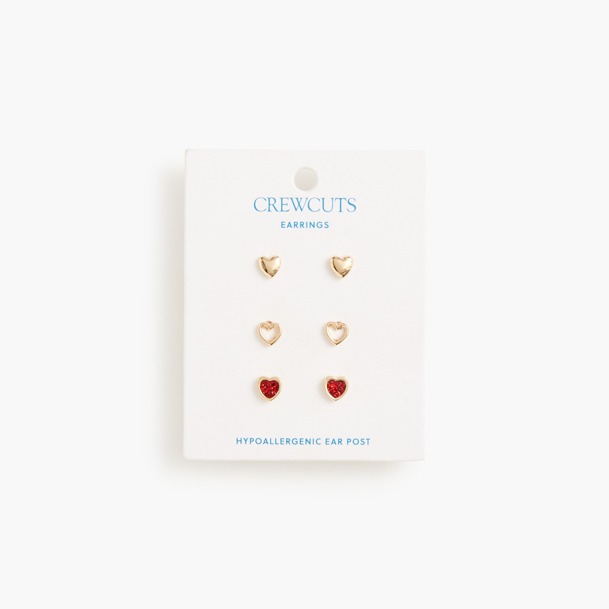 Girls' heart earrings pack-of-three