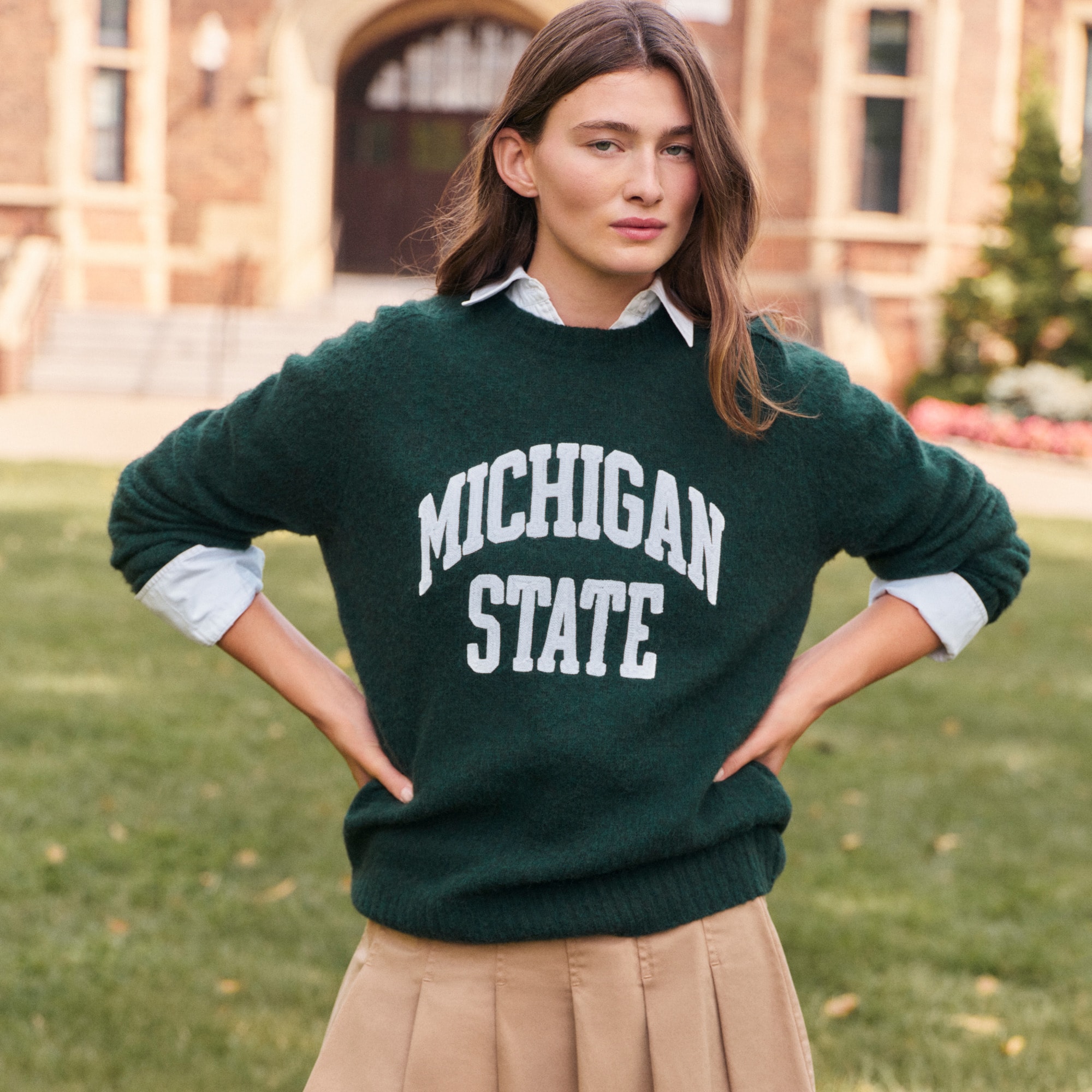 womens '47 X J.Crew brushed wool Michigan State sweater