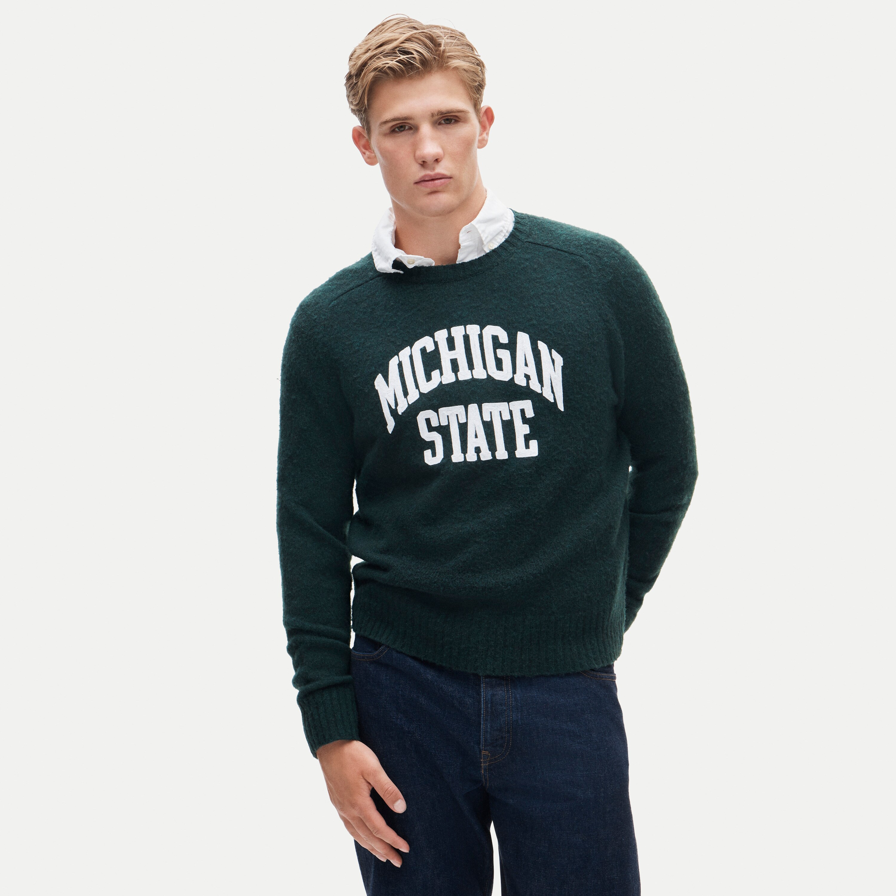 '47 X J.Crew brushed wool Michigan State sweater