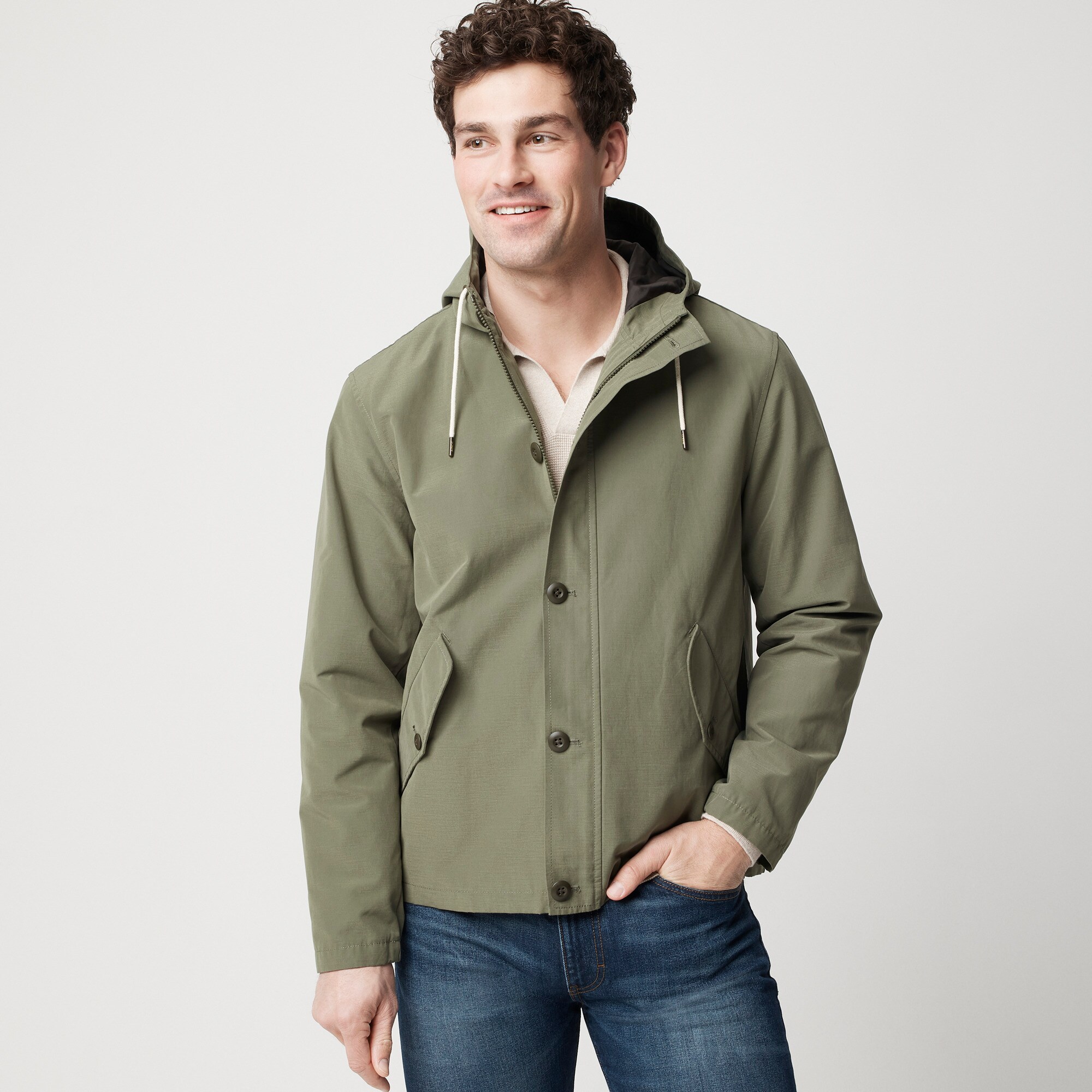  Cotton-blend hooded jacket