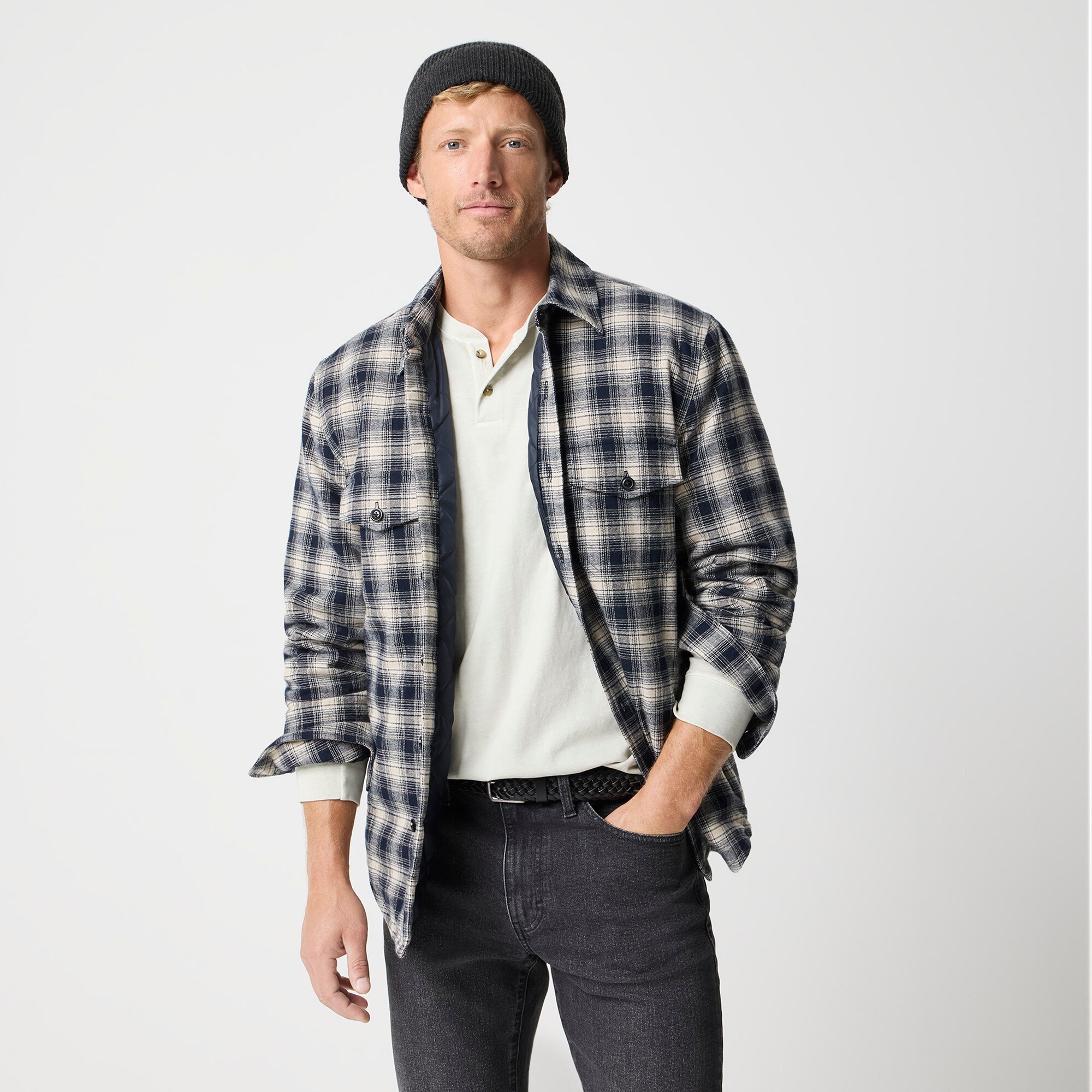 mens Flannel jacket with quilted lining