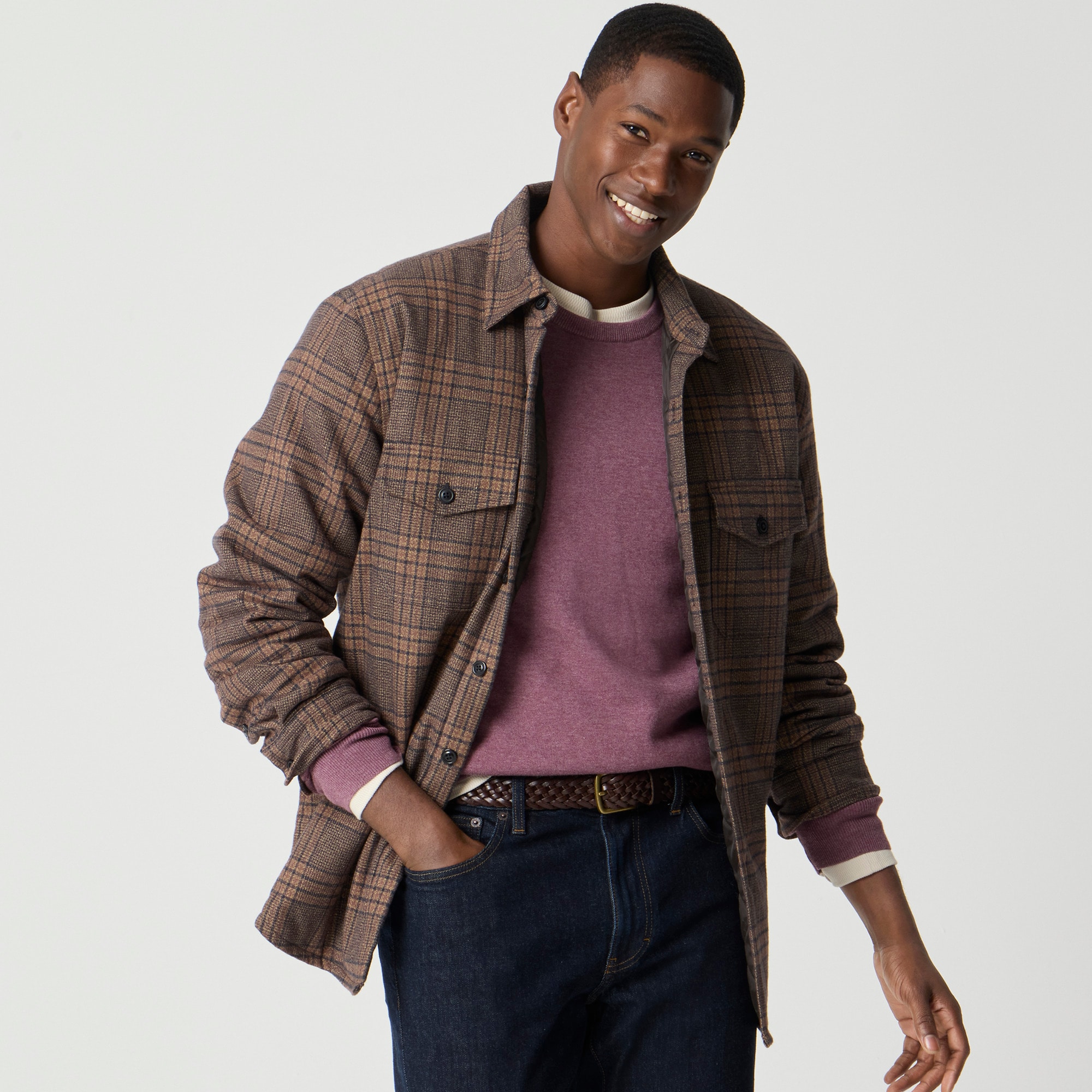 Flannel jacket with quilted lining