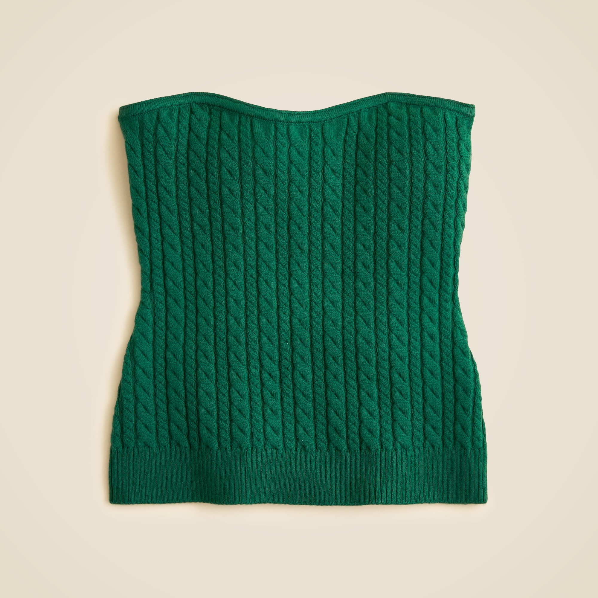 Cable-knit tube top in merino wool