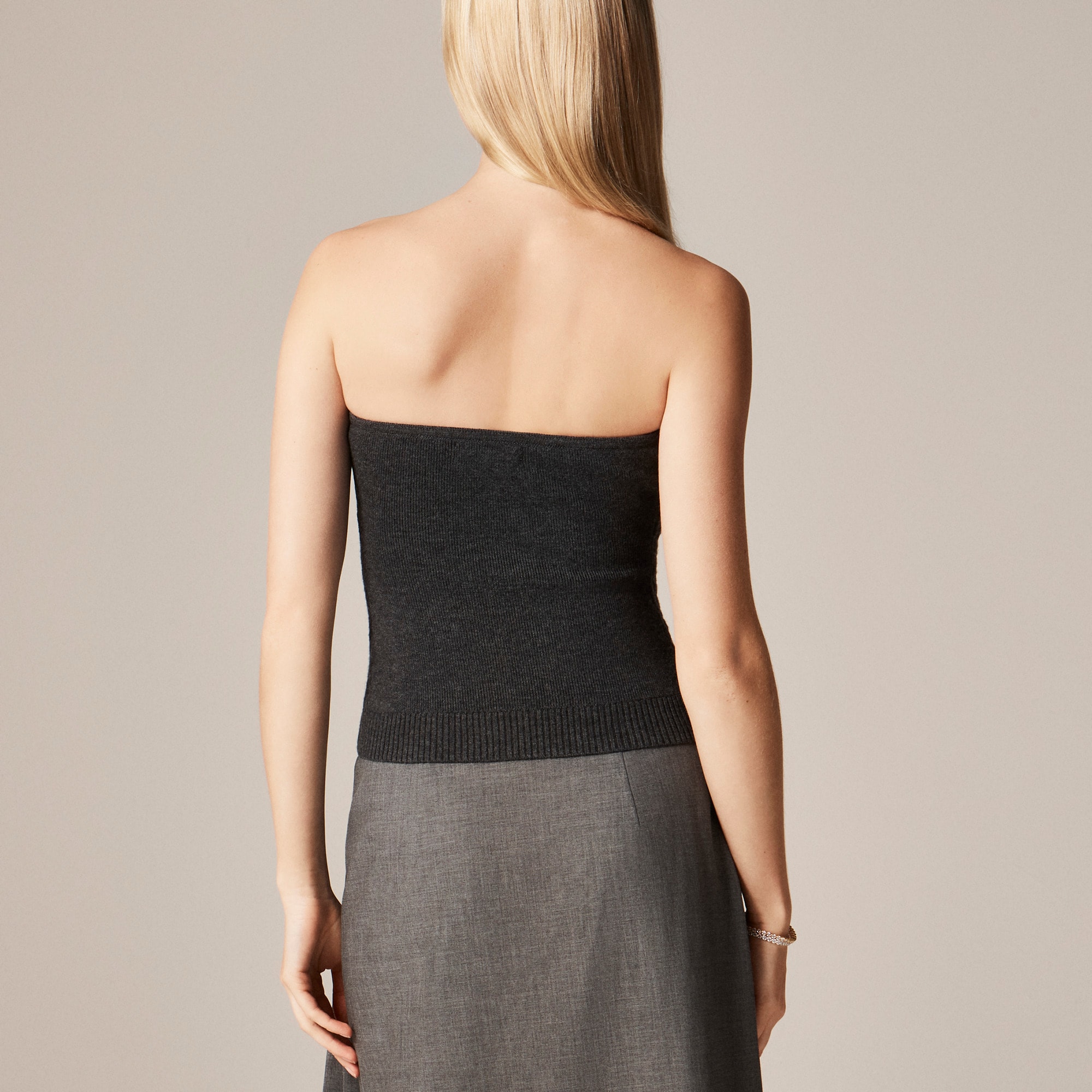 Cable-knit tube top in merino wool