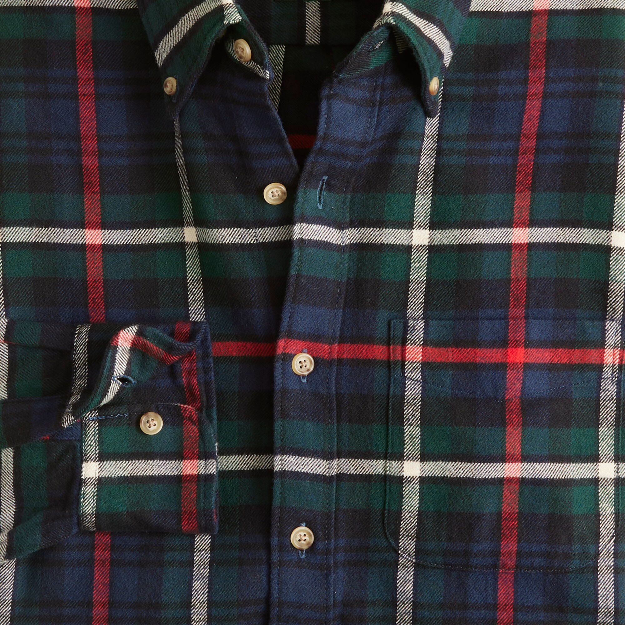 Midweight flannel shirt with button-down collar