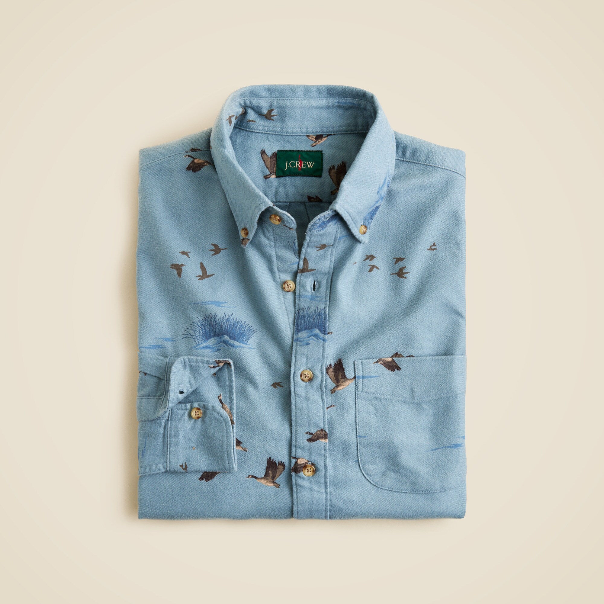  Midweight flannel shirt with button-down collar