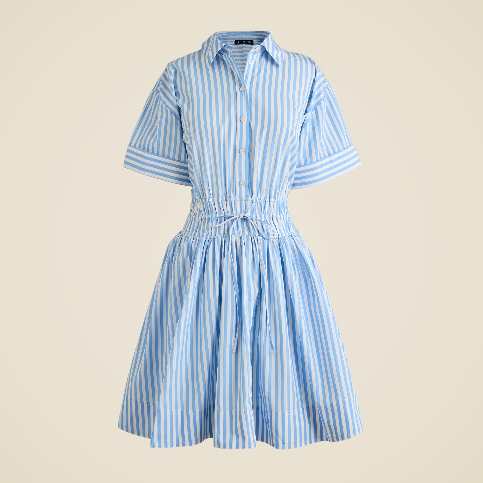 Elena mini shirtdress in striped cotton poplin