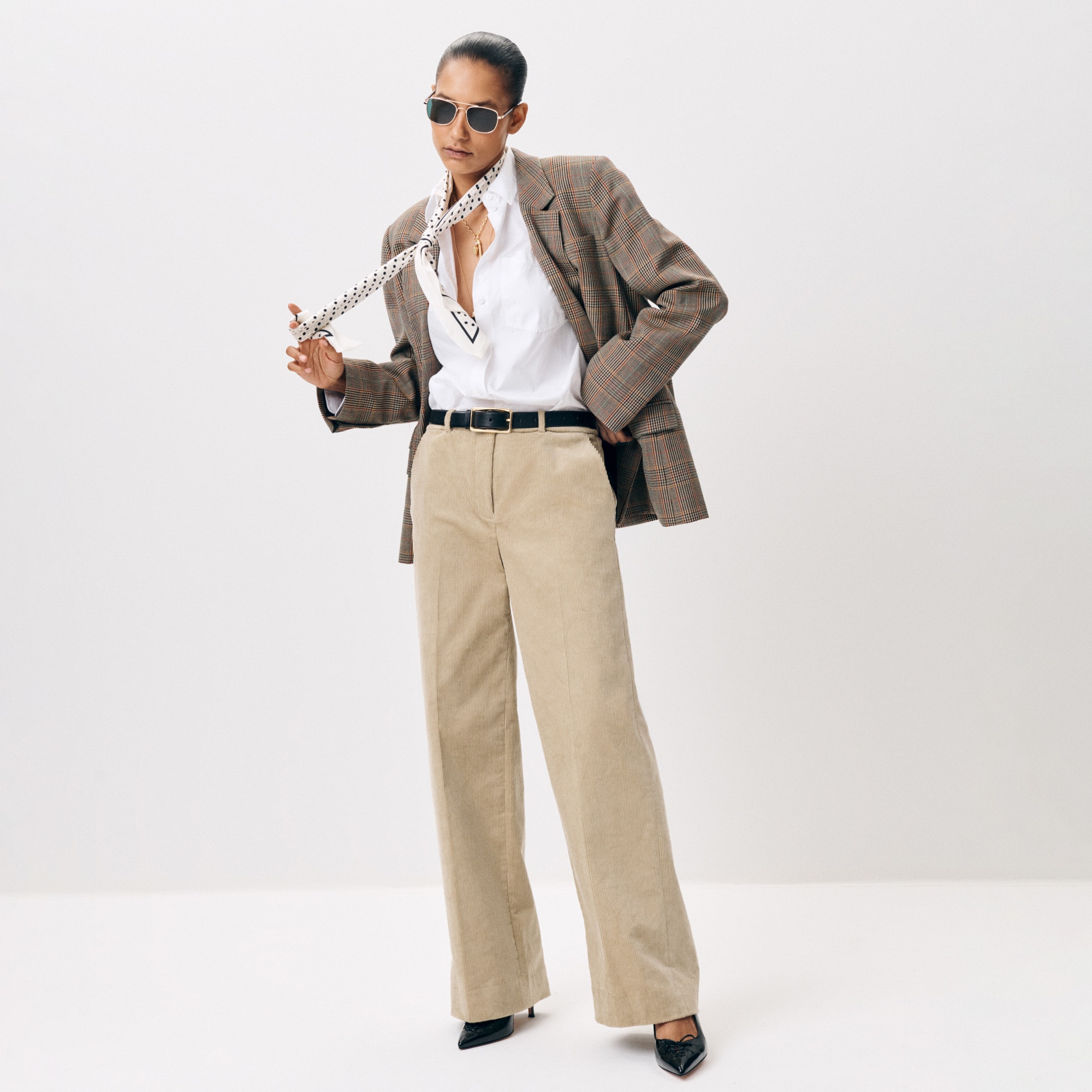Wide-leg trouser in stretch corduroy