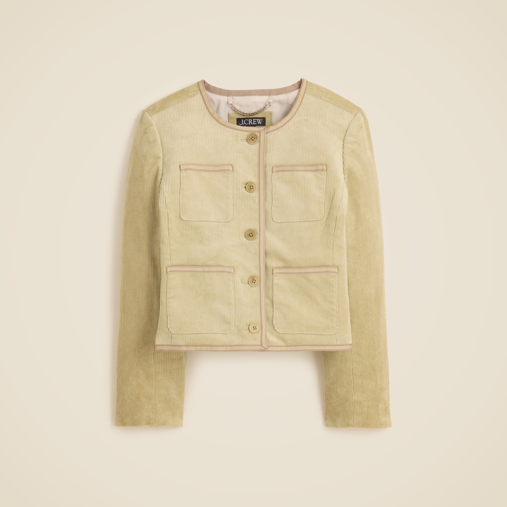 Patch-pocket lady jacket in stretch corduroy