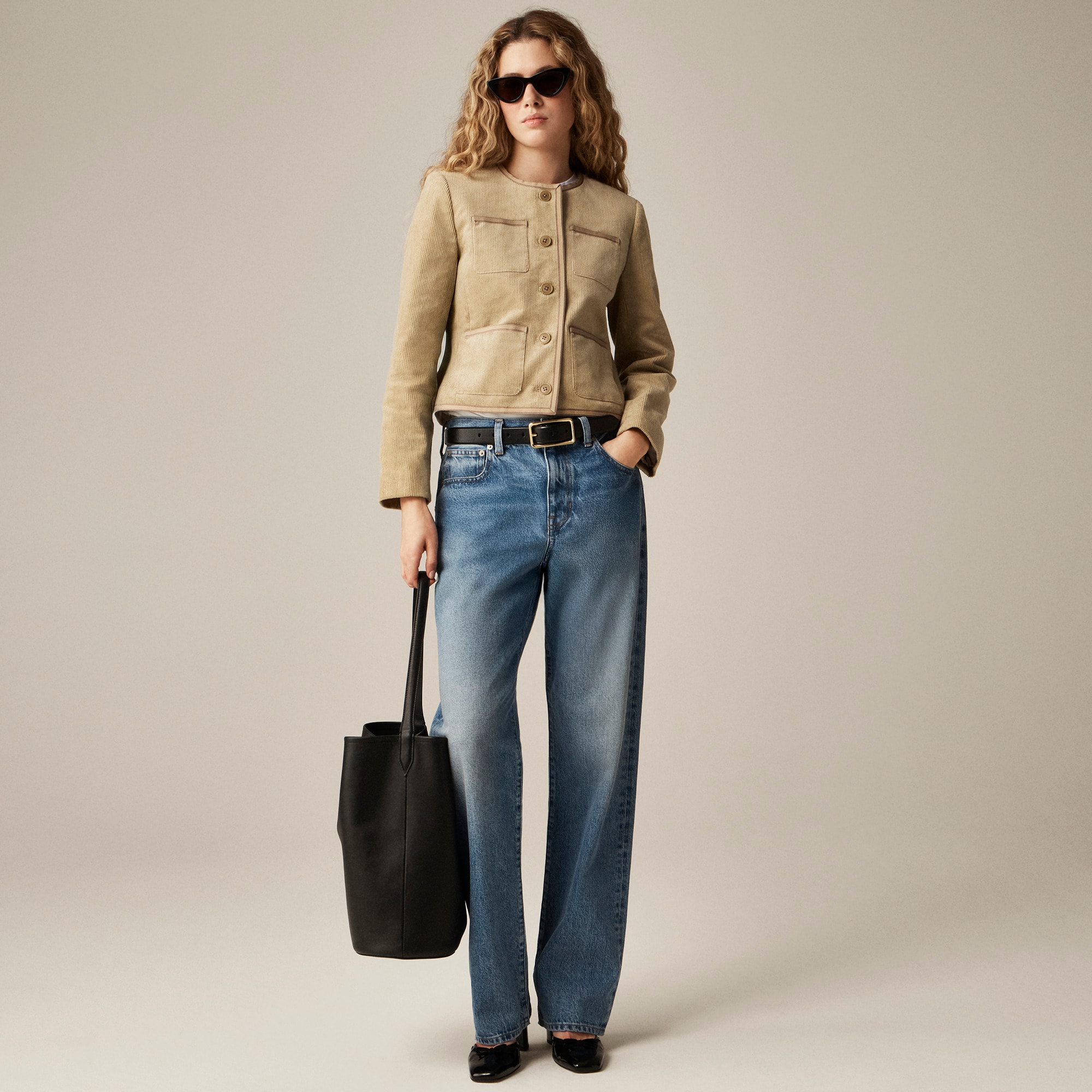 Patch-pocket lady jacket in stretch corduroy - image 2