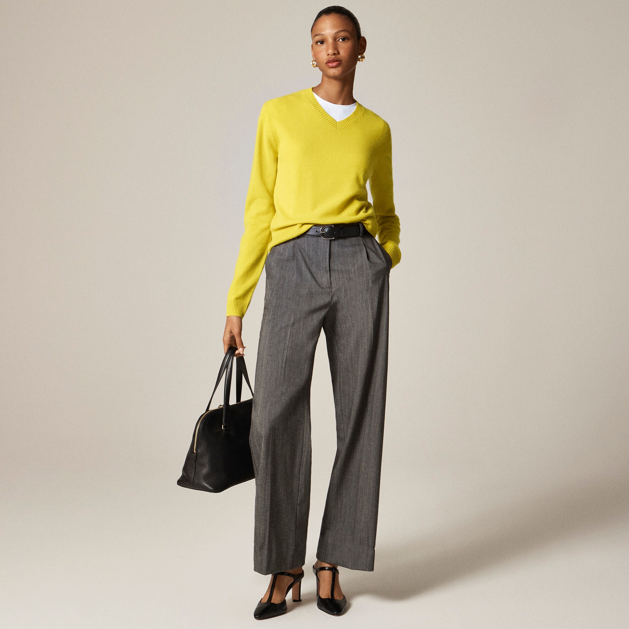 Cashmere high V-neck sweater
