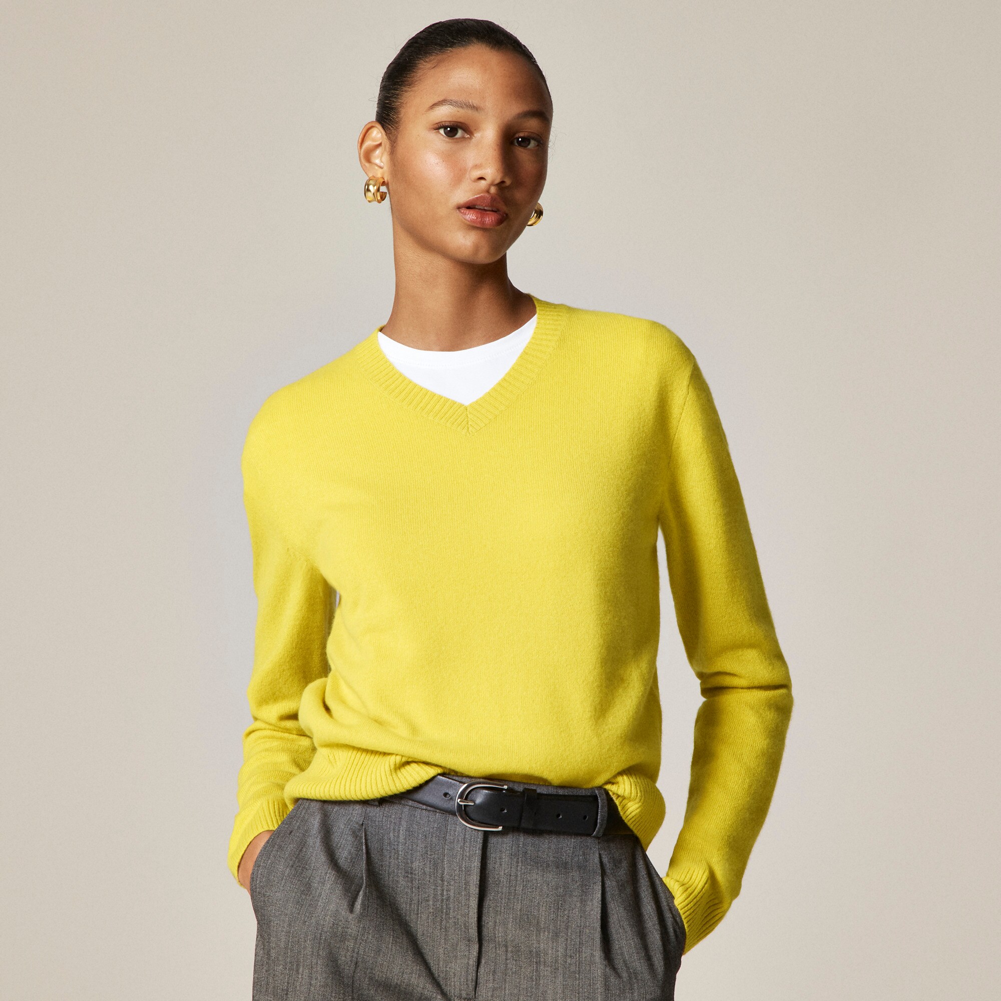 Cashmere high V-neck sweater