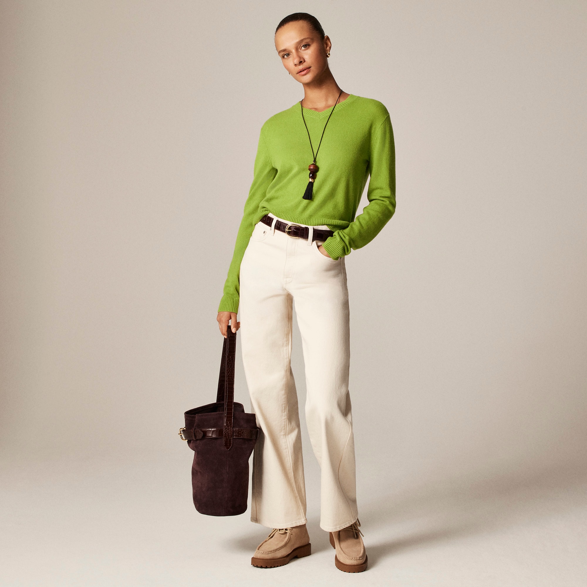Cashmere high V-neck sweater