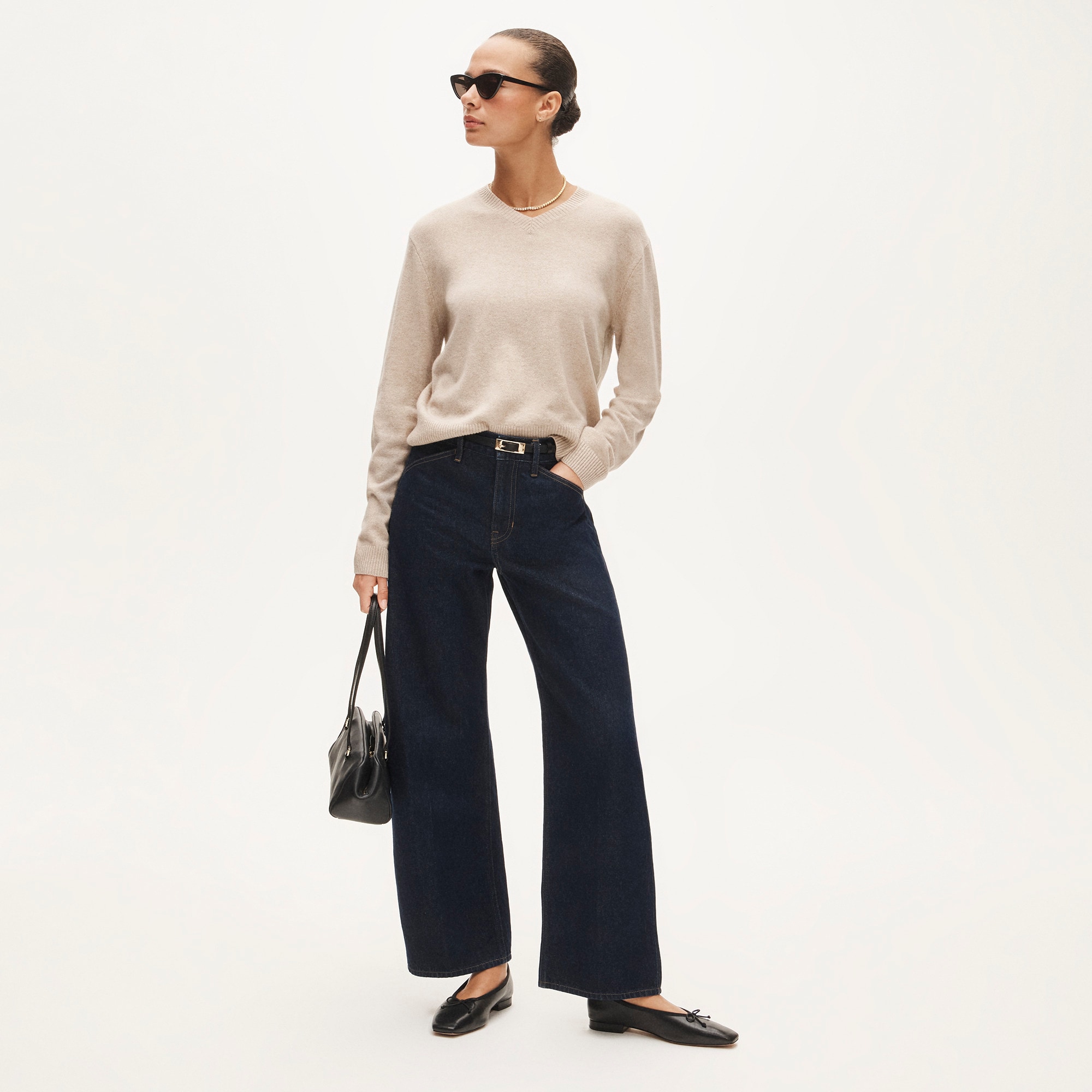 Cashmere high V-neck sweater - image 3