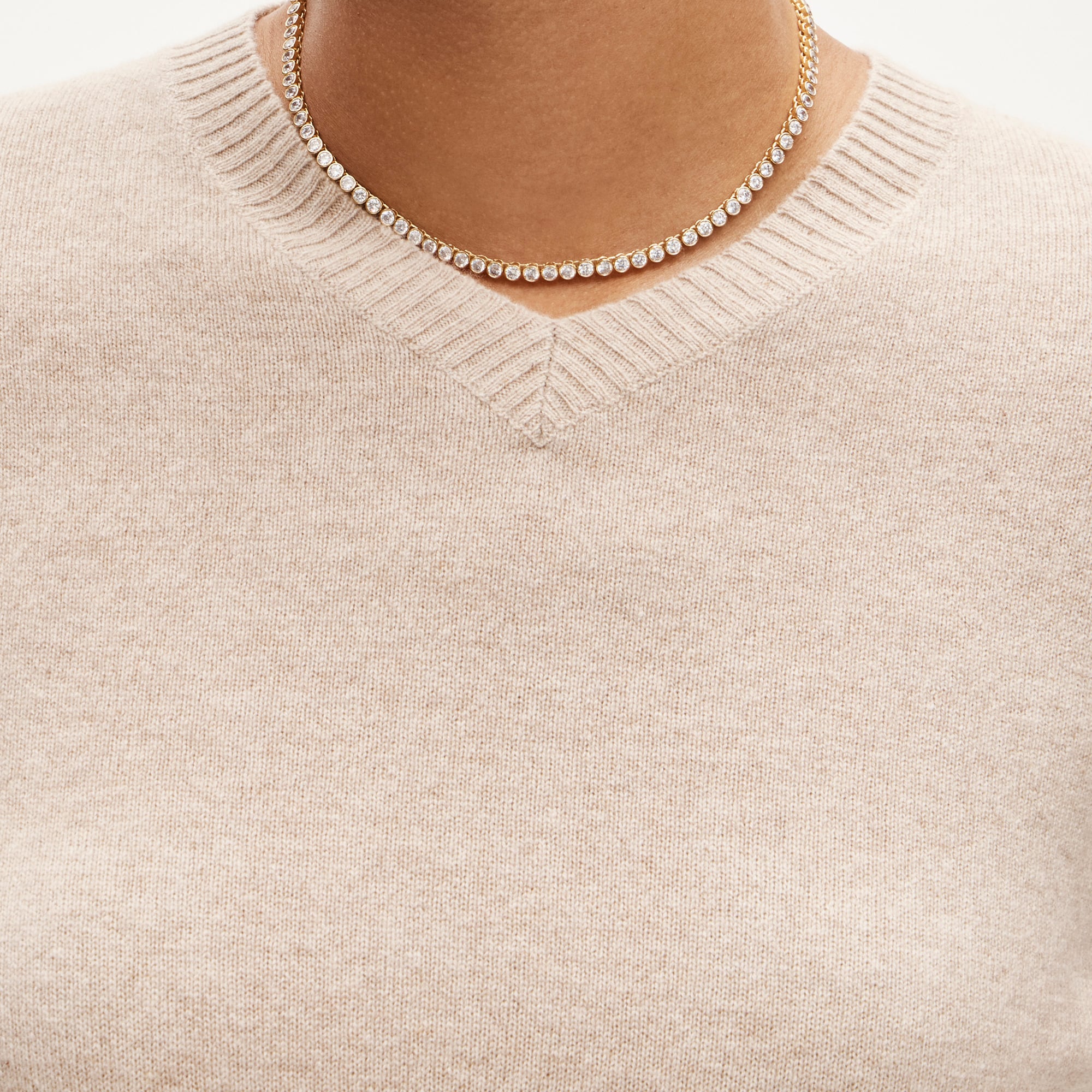 Cashmere high V-neck sweater