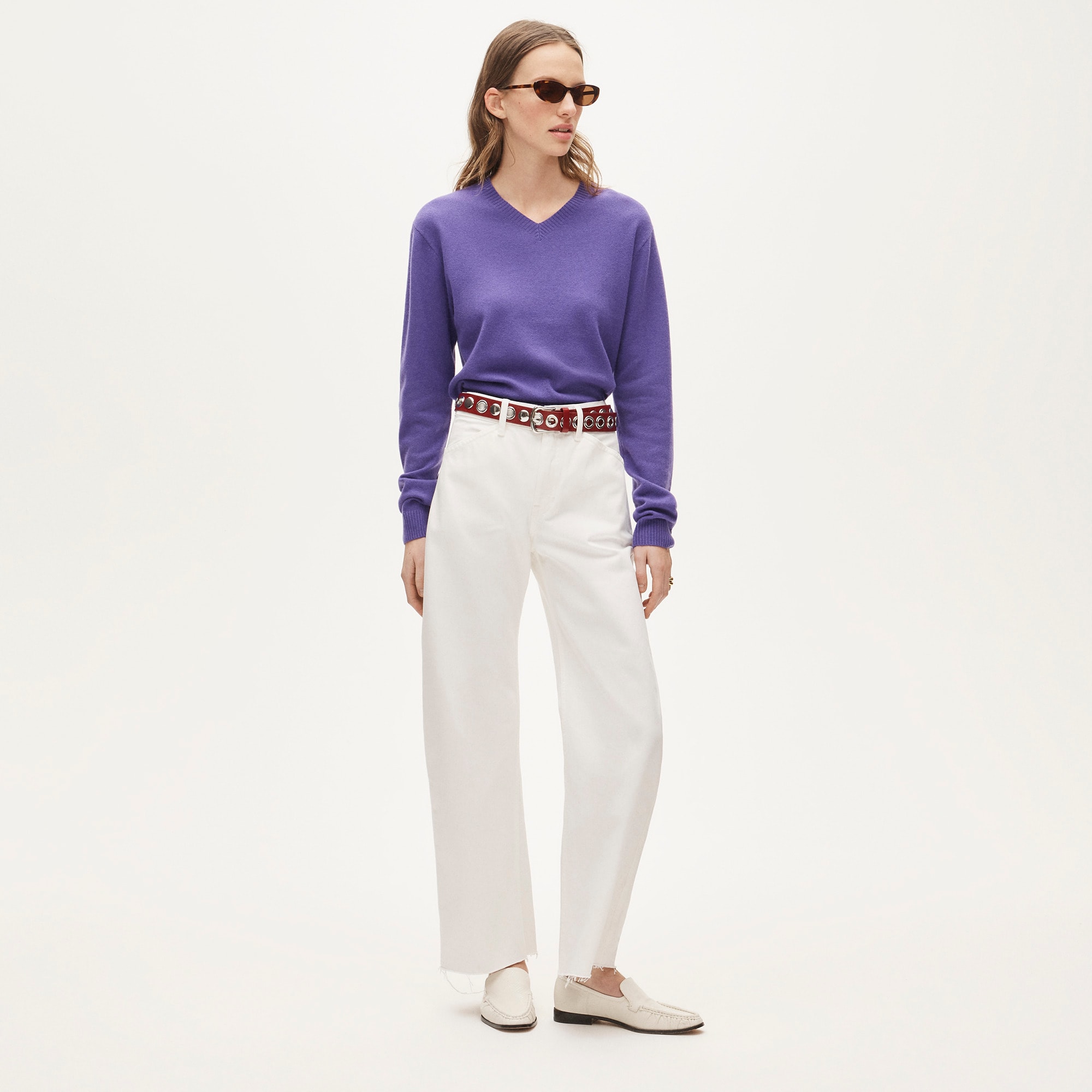 Cashmere high V-neck sweater