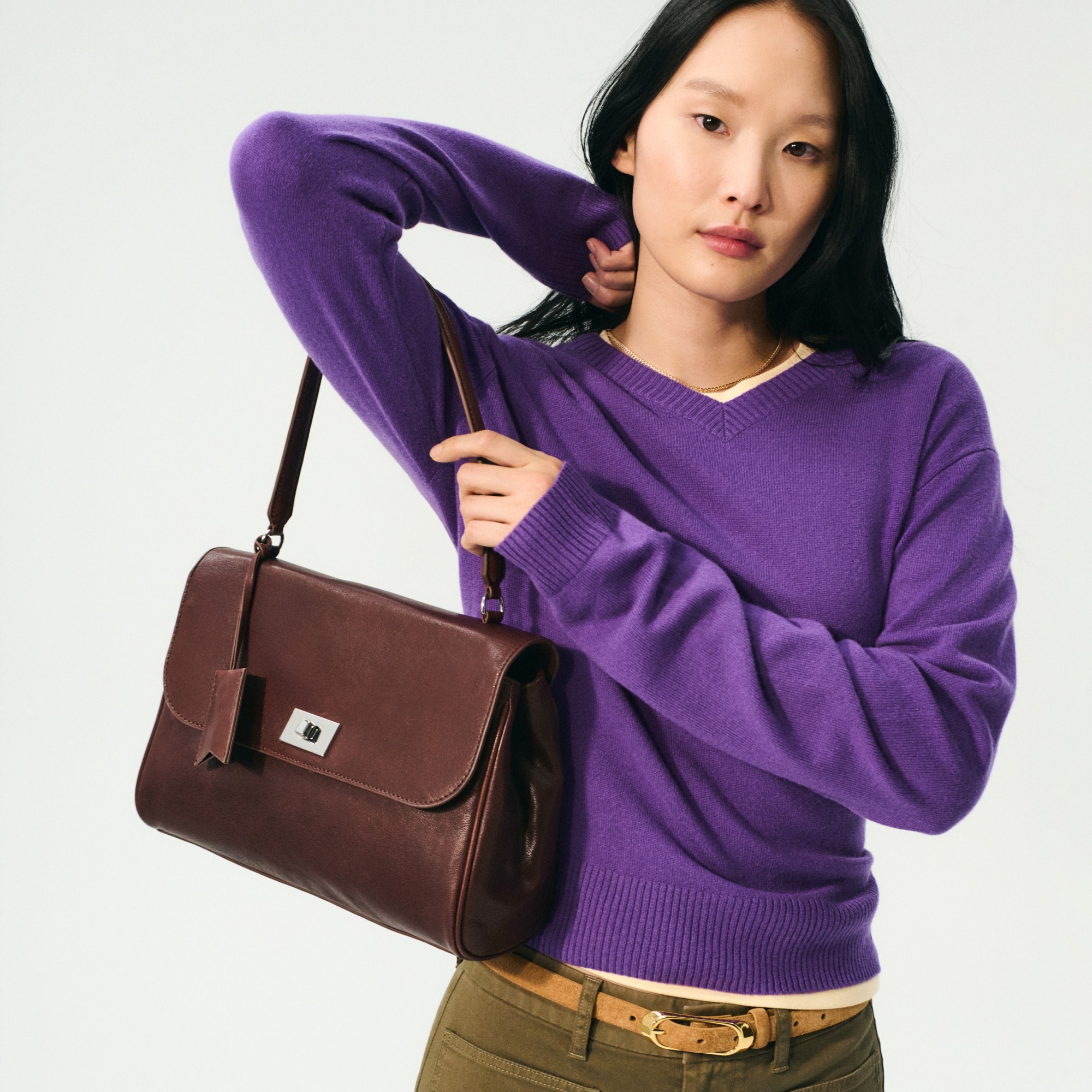 womens Cashmere high V-neck sweater