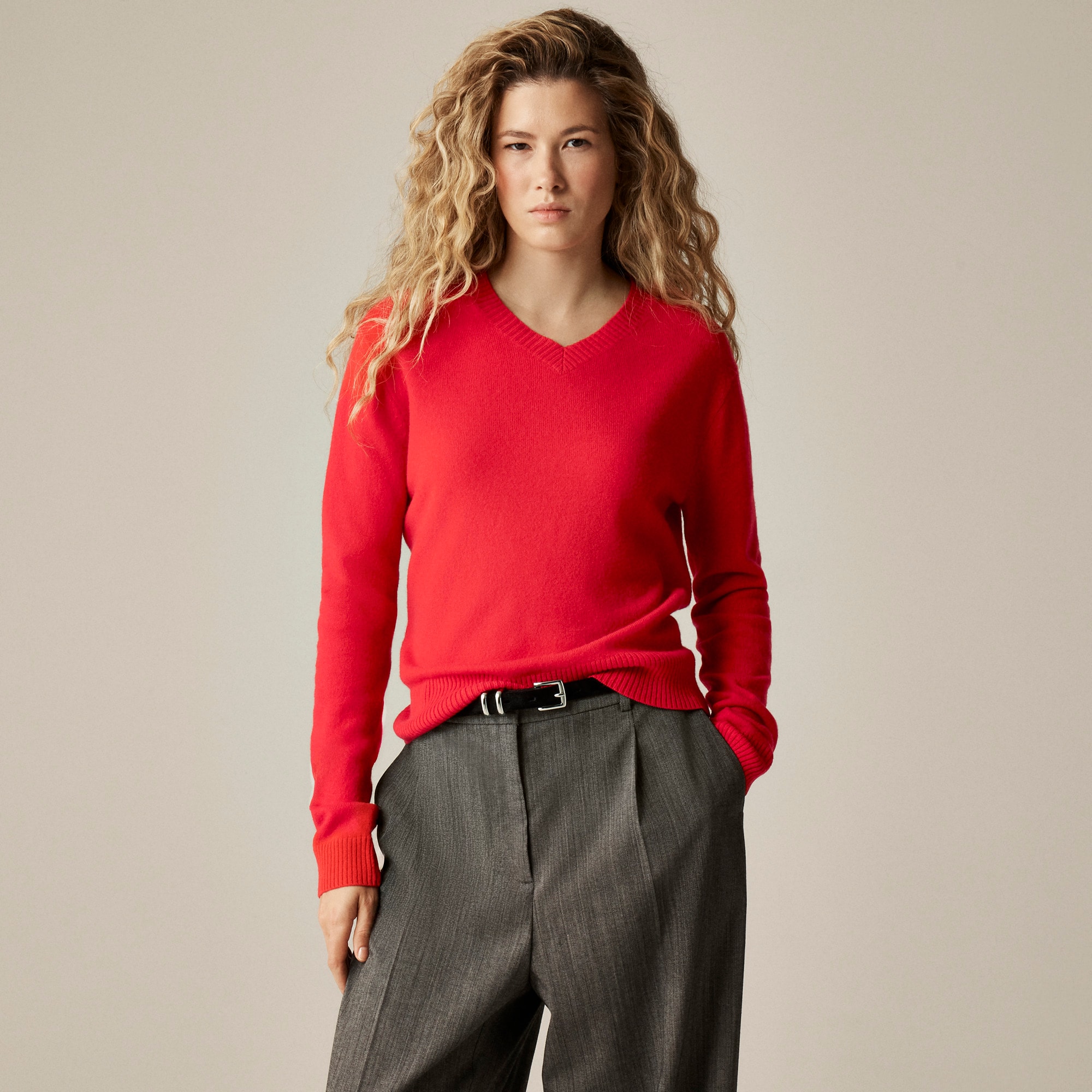 womens Cashmere high V-neck sweater